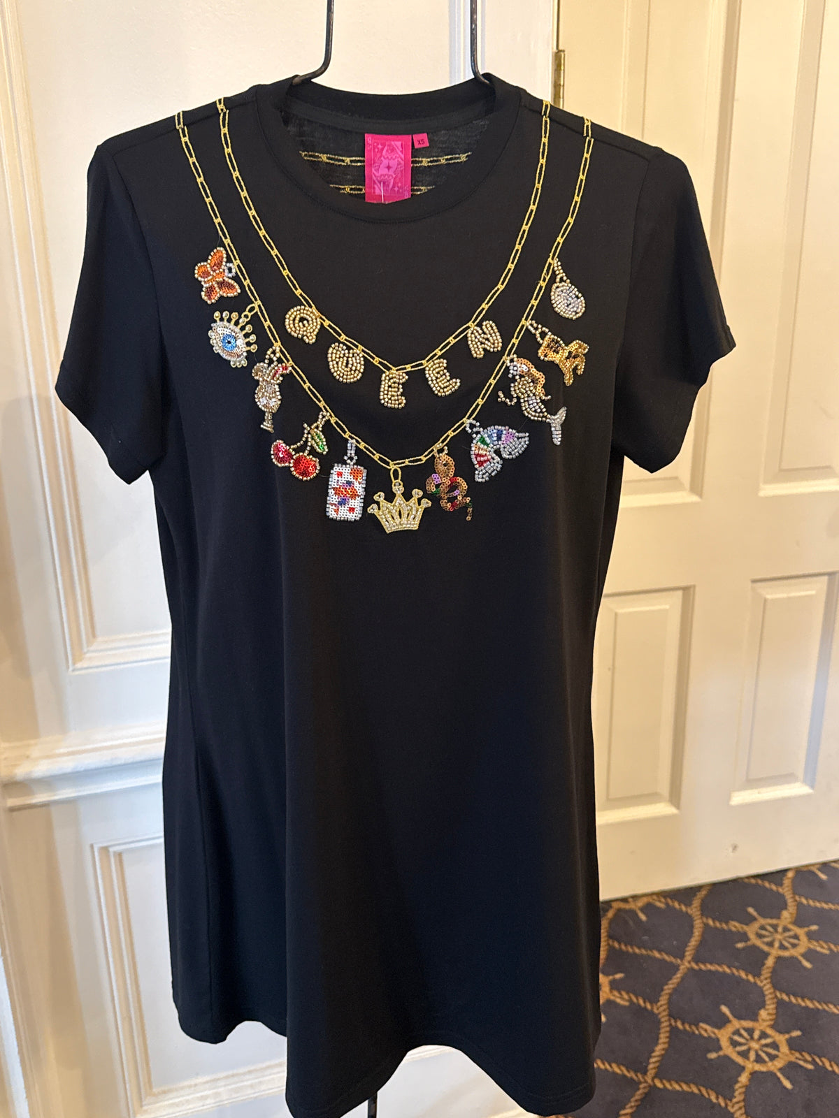 Queen of Sparkles Black Charms Mini Dress