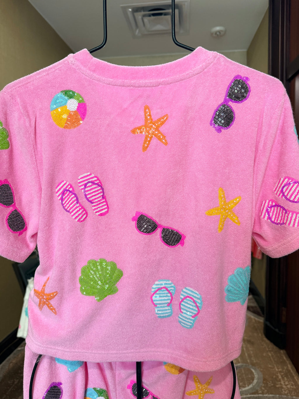 Belle Cher Pink Terry Beach Ball Top