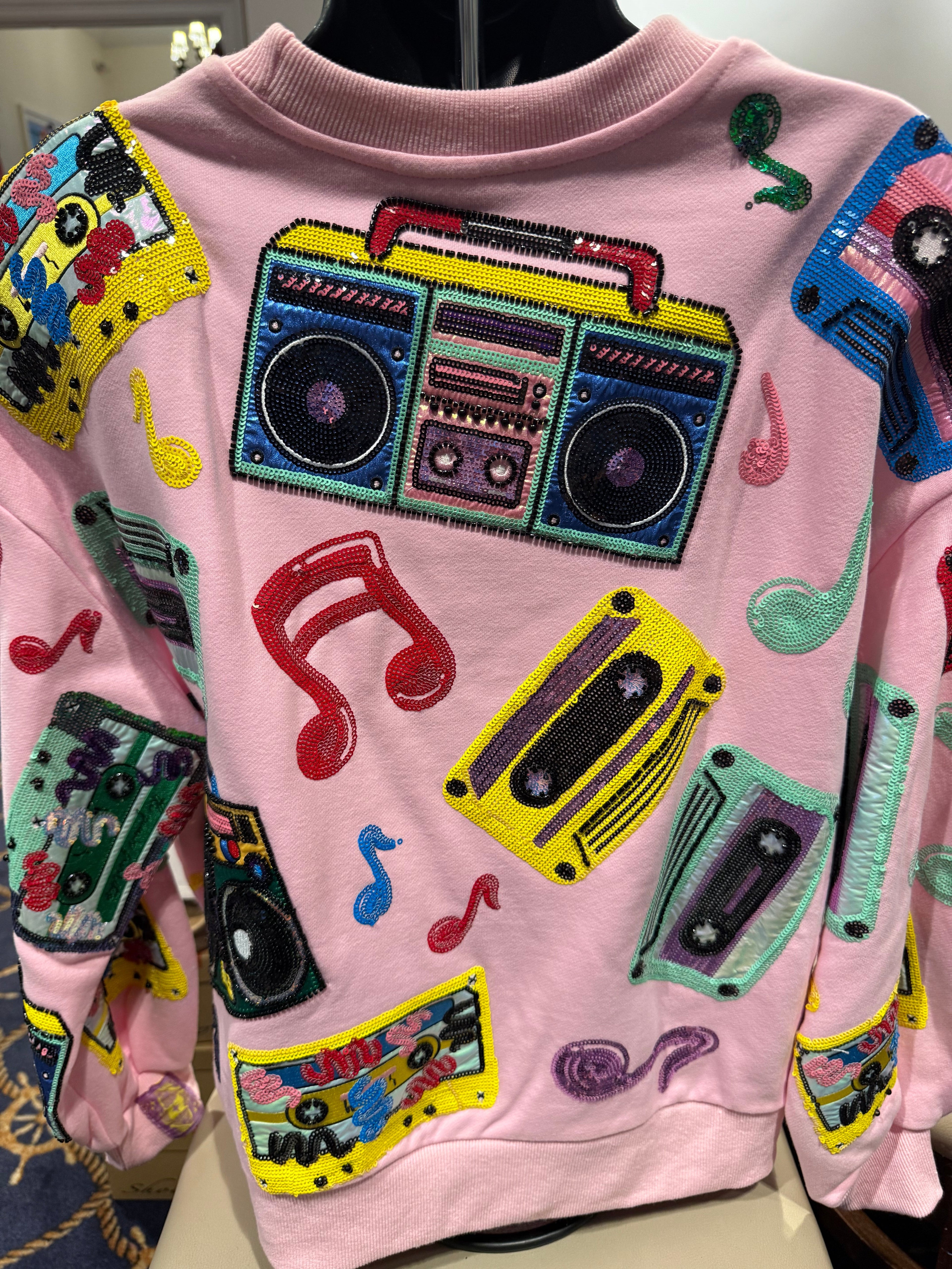 Queen of Sparkles - Pink Boombox Sweatshirt