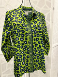Gretchen Scott - Lime Navy Cheetah Button Up Top