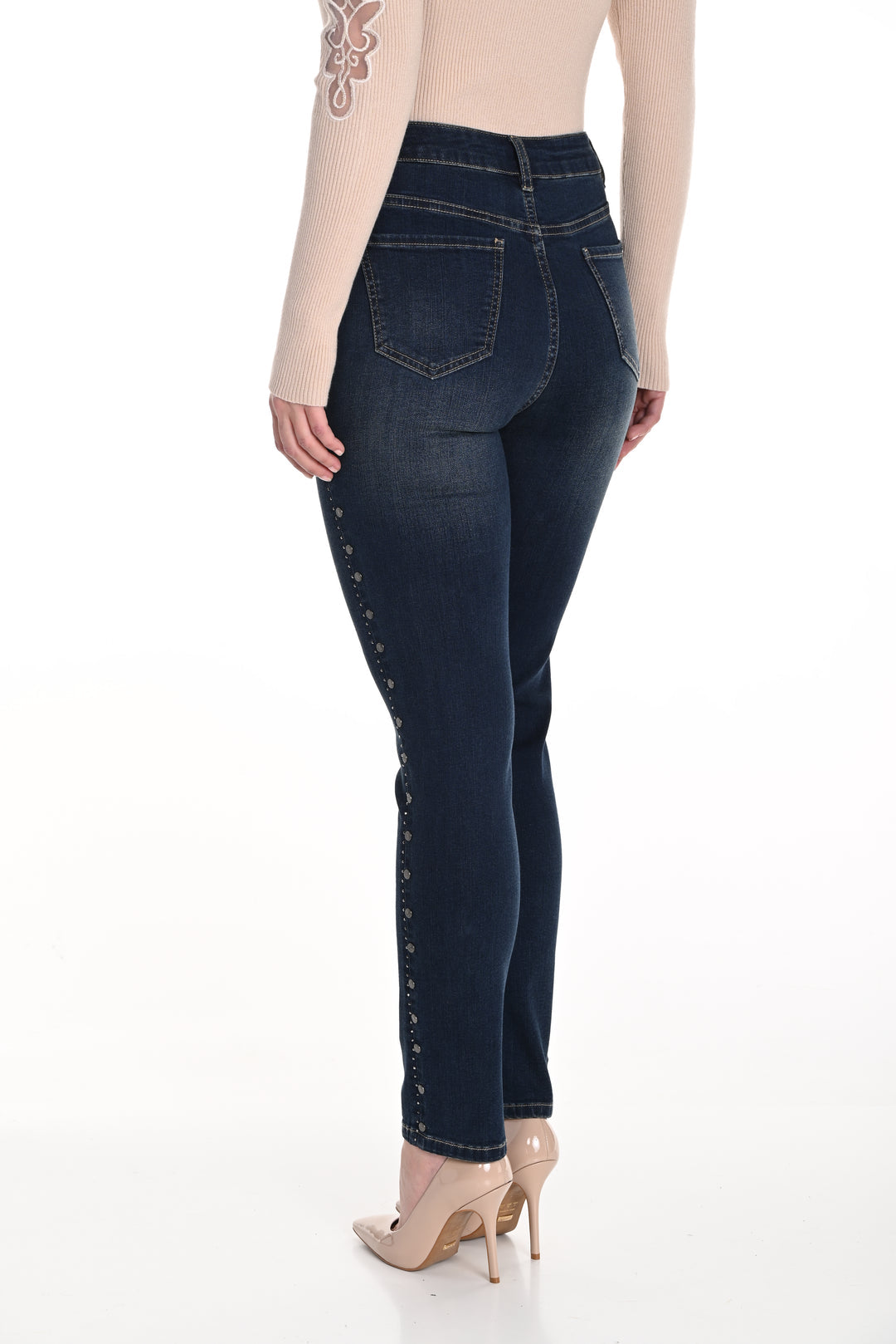 Frank Lyman - Dark Blue Denim Jeans Embellished Seams