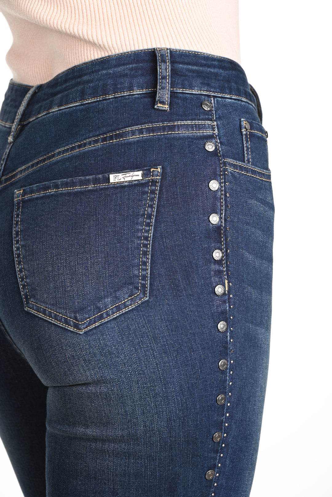 Frank Lyman - Dark Blue Denim Jeans Embellished Seams