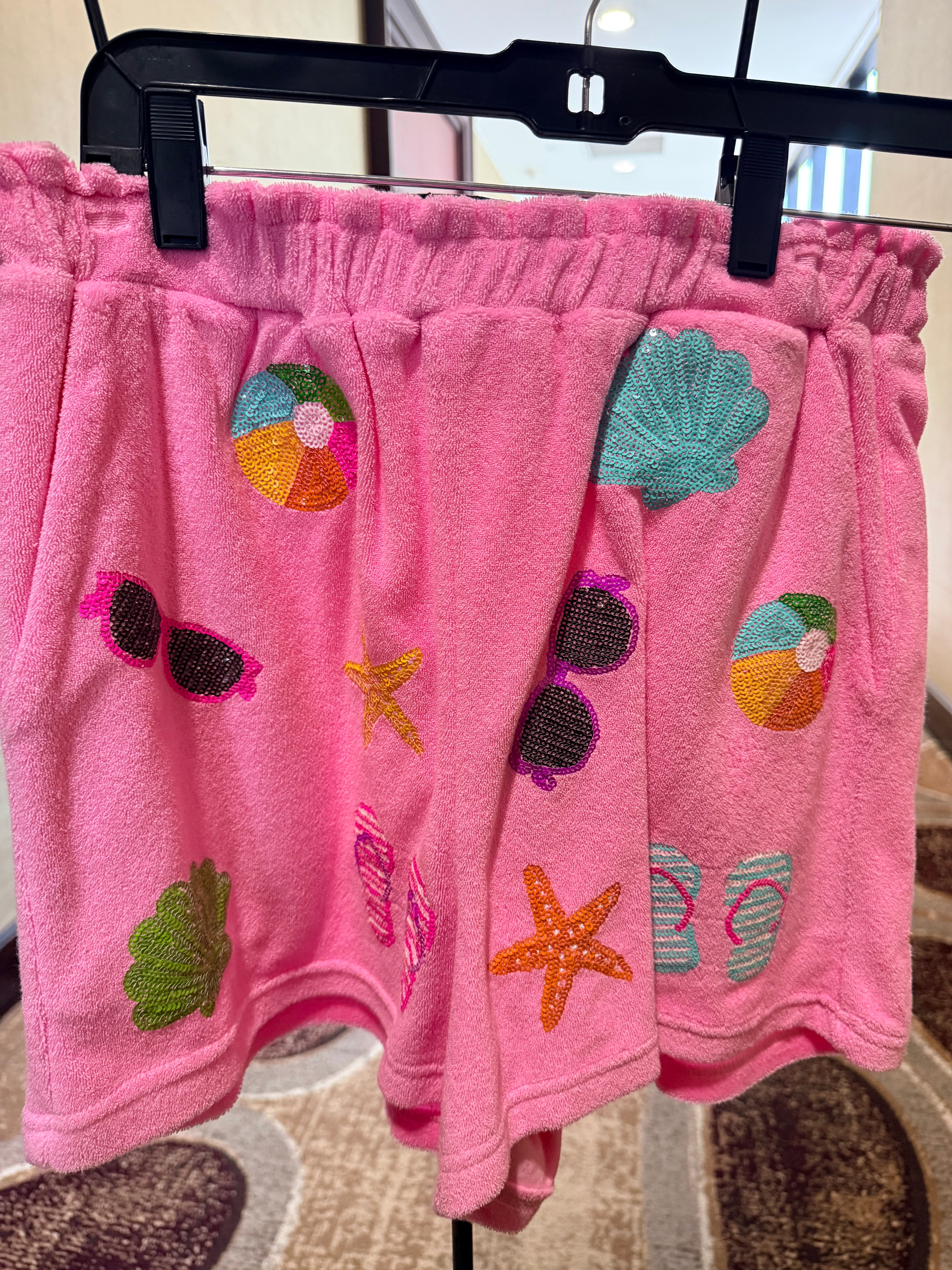 Belle Cher Pink Terry Beachball Shorts