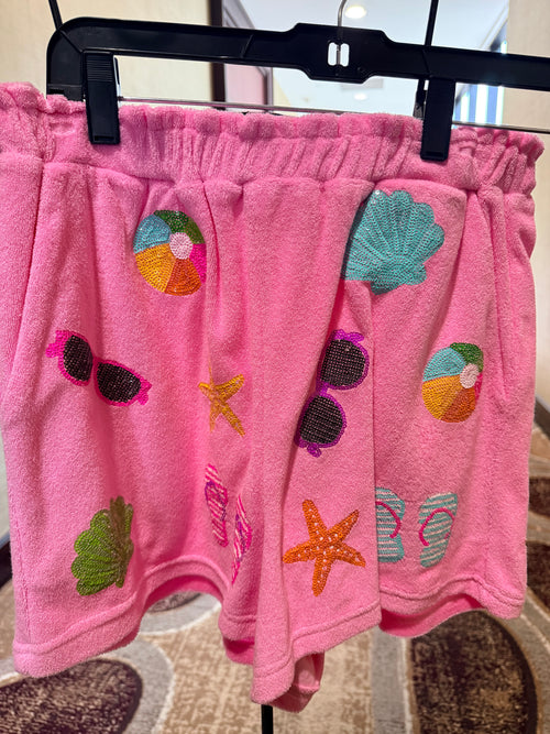 Belle Cher Pink Terry Beachball Shorts