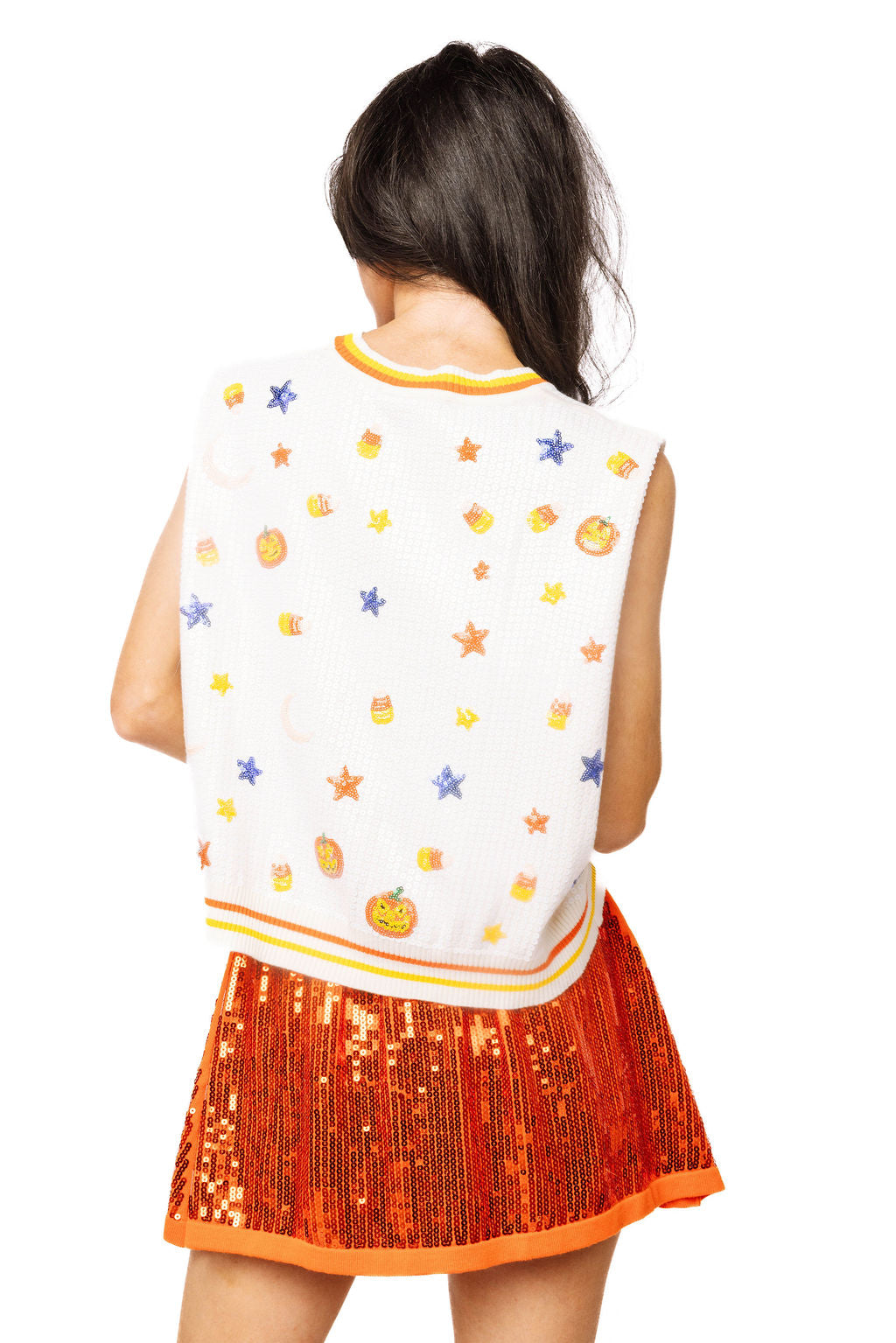 Queen of Sparkles White Pumpkin Sweater Vest