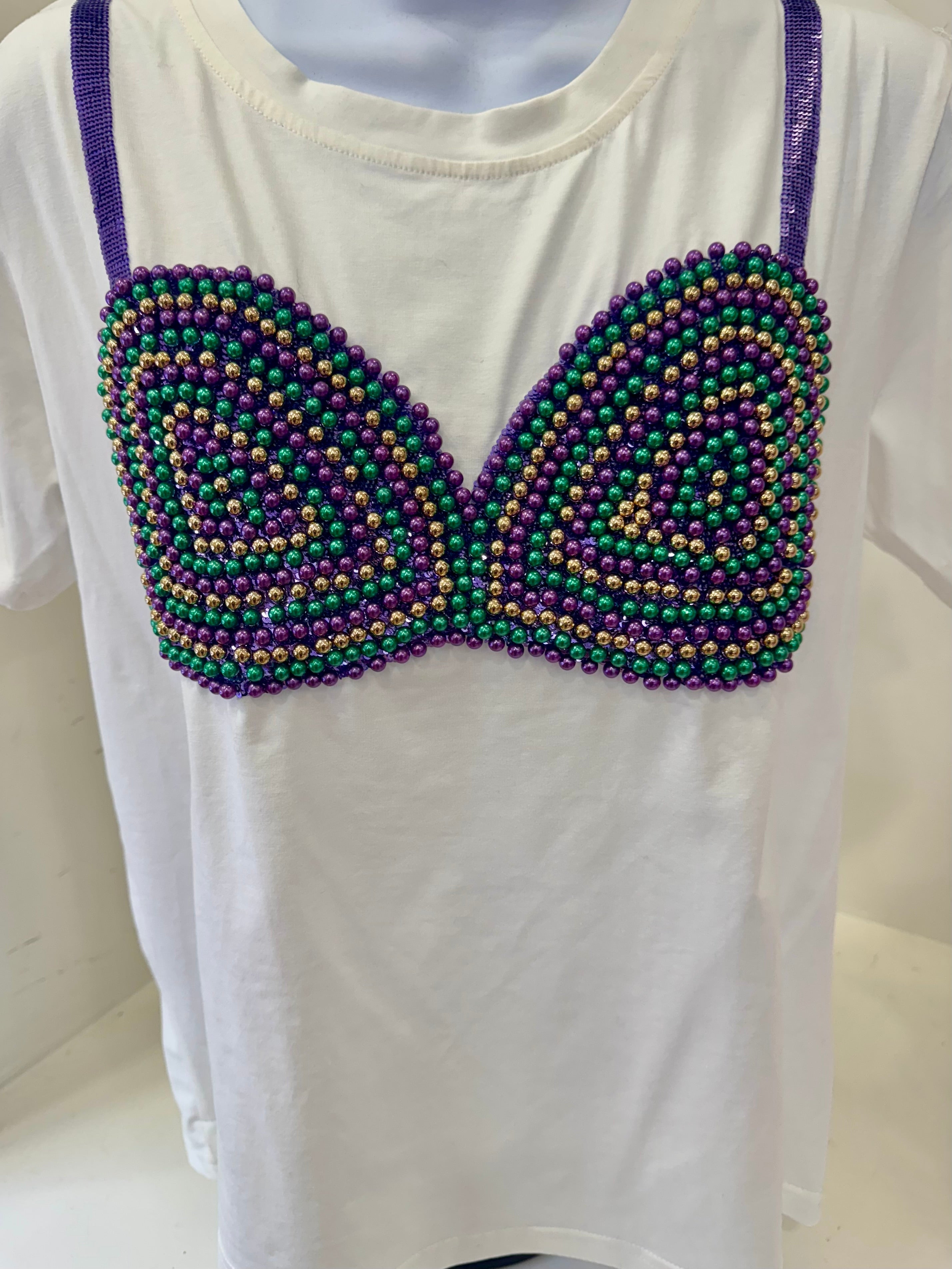 Queen of Sparkles-Mardi Gras Bra Tshirt