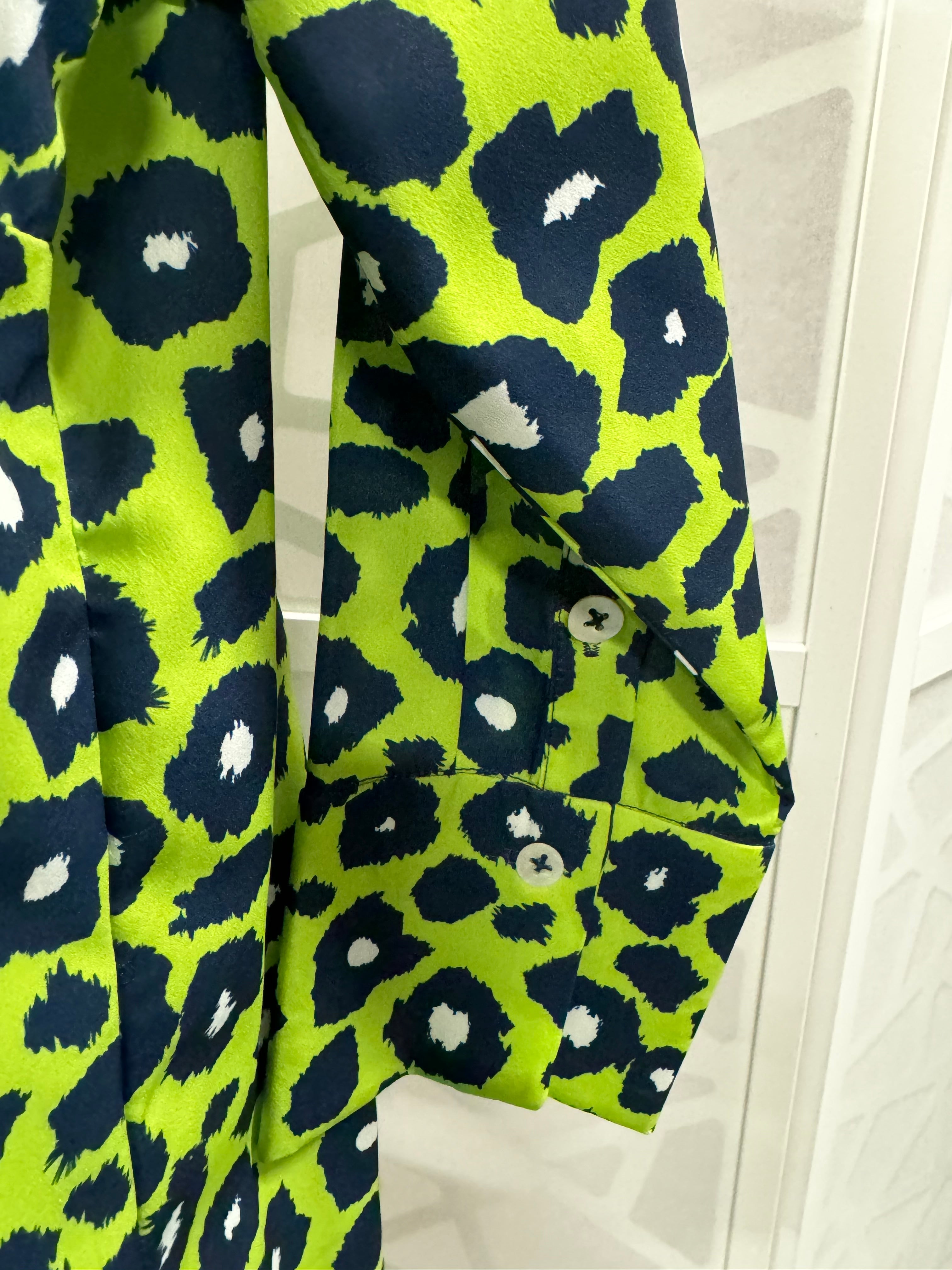 Gretchen Scott - Lime Navy Cheetah Button Up Top