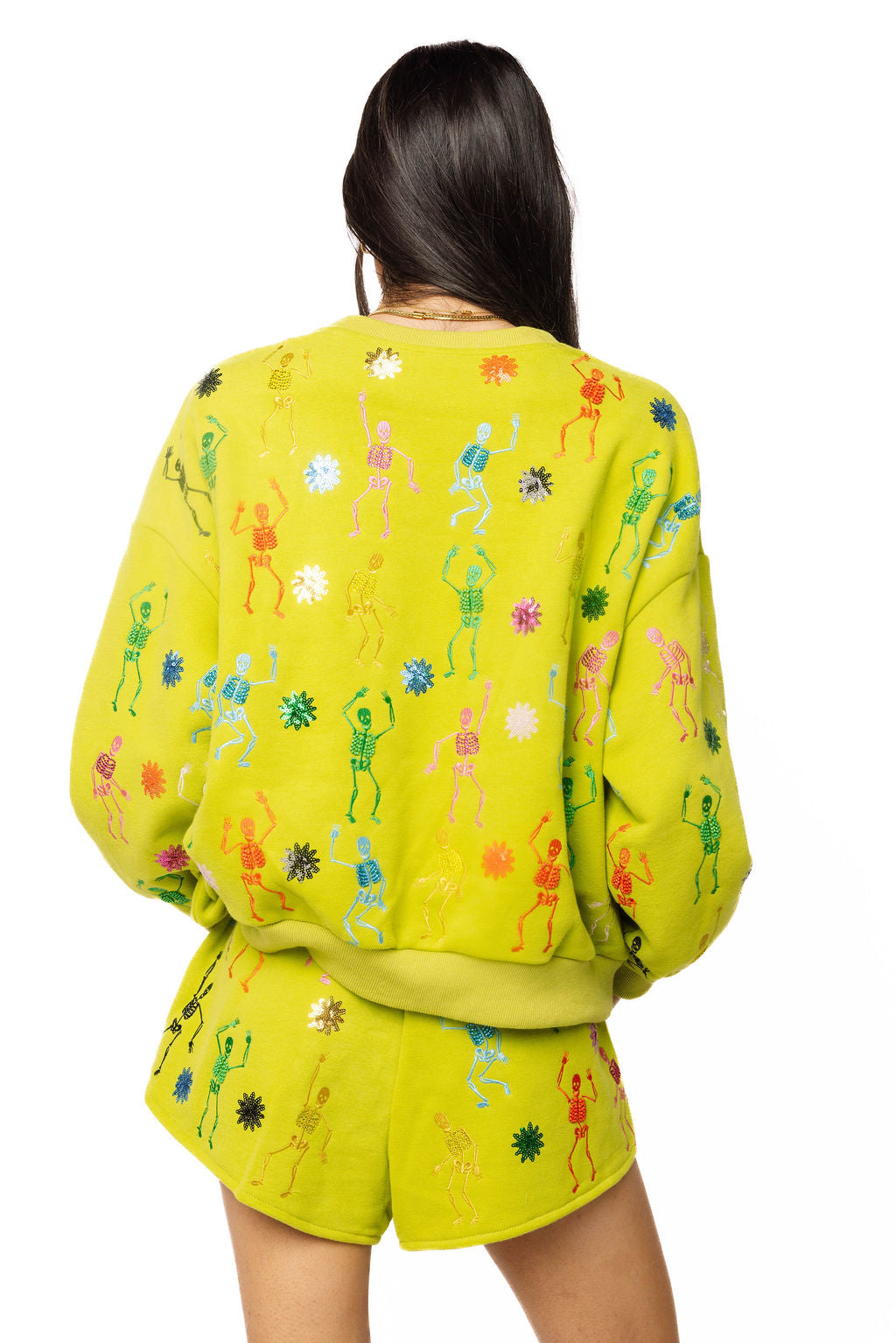 Queen Of Sparkles Lime Green Skeleton Sweatshirt