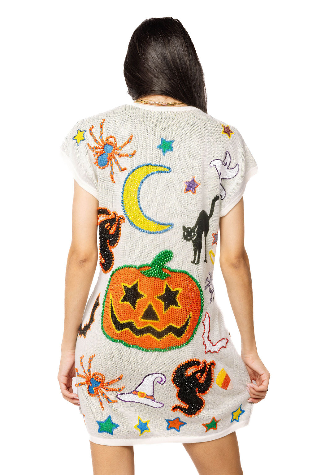 Queen Of Sparkles White Halloween Icons Knit Dress
