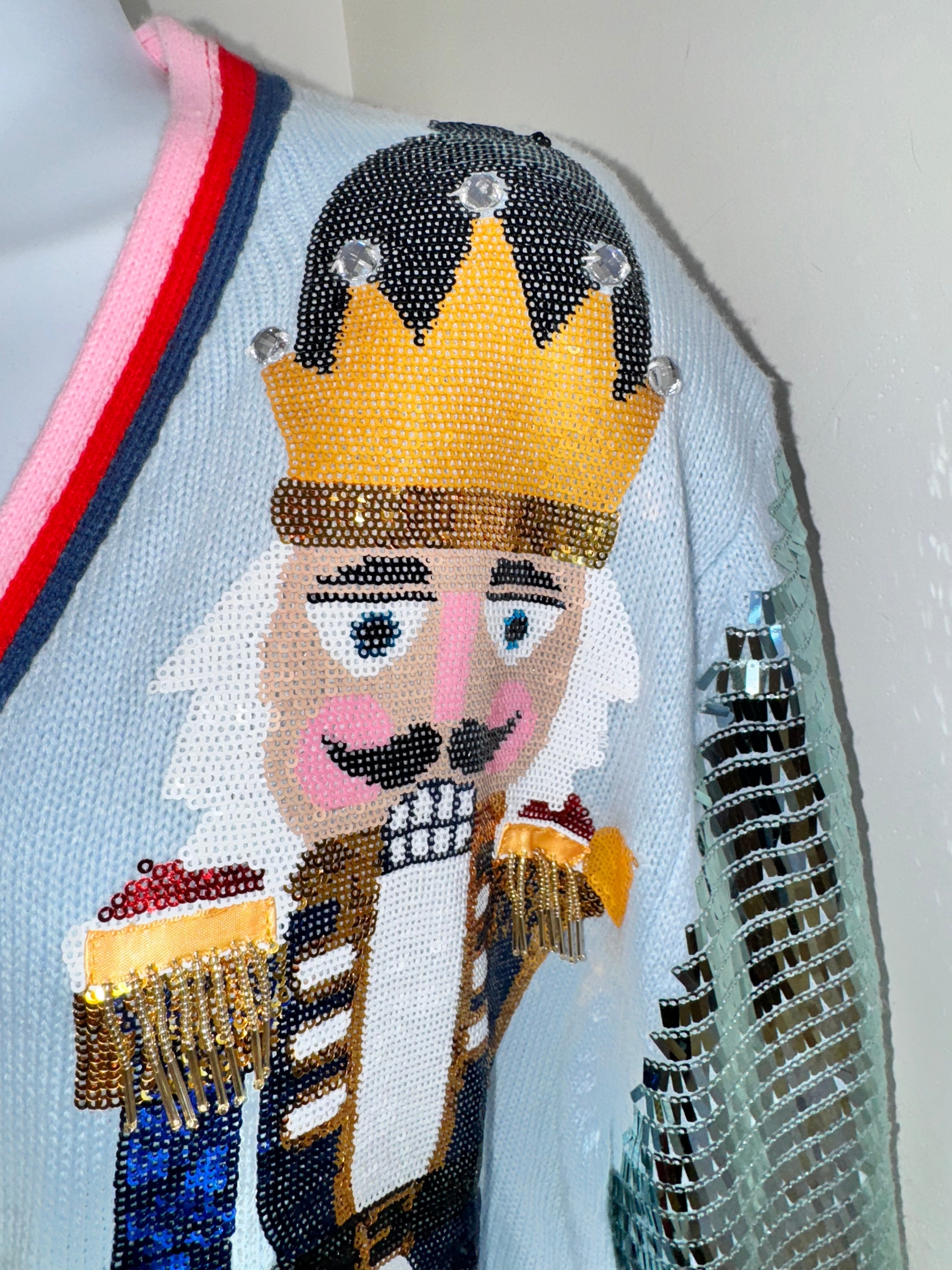 Queen of Sparkle - Lt. Blue Disco Nutcracker Cardigan
