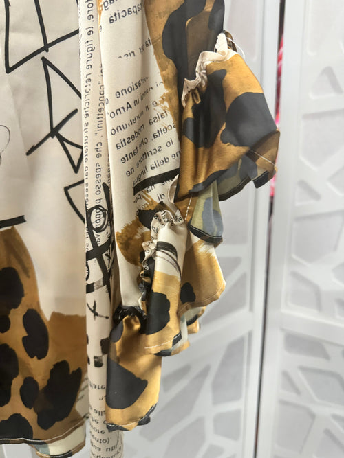 Berek - Cheetah Print with Text Blouse