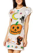 Queen Of Sparkles White Halloween Icons Knit Dress