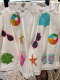 Belle Cher White Terry Beachball Shorts