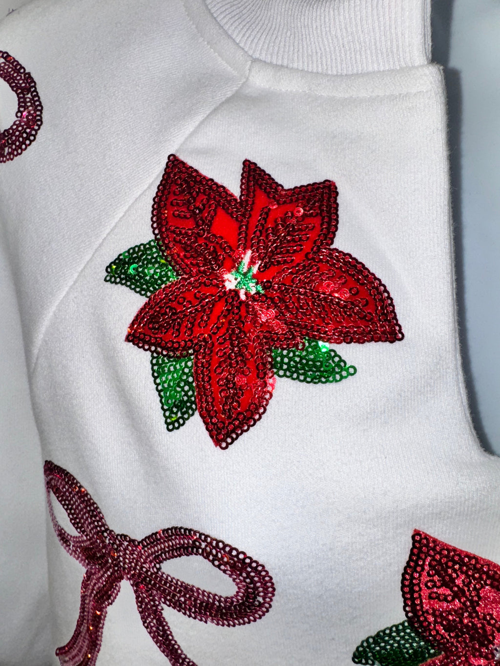Queen of Sparkles - Bows & Poinsettia Christmas Sweatshirt