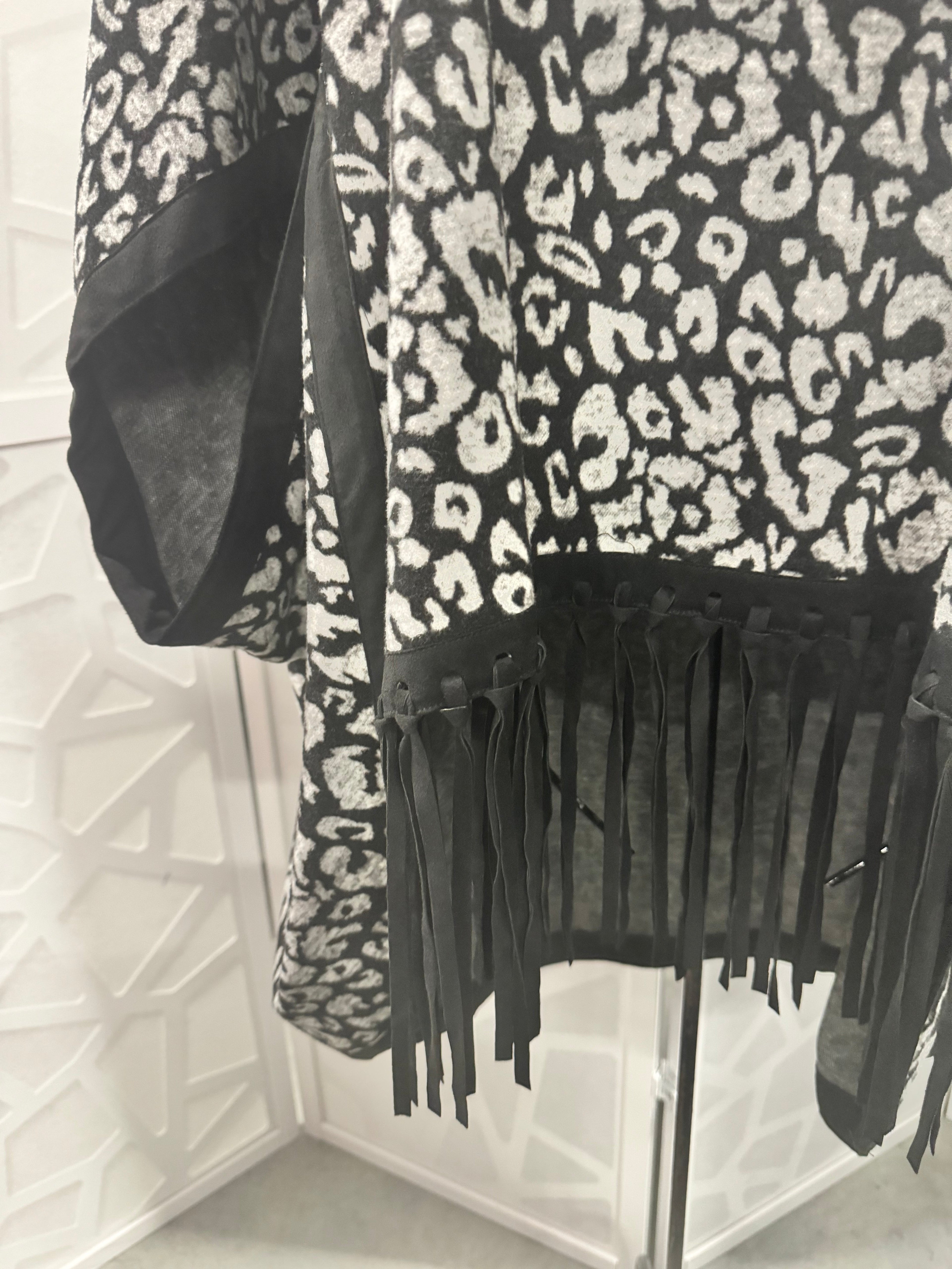 Tyler Boe - Black Grey Cheetah Poncho Sweater