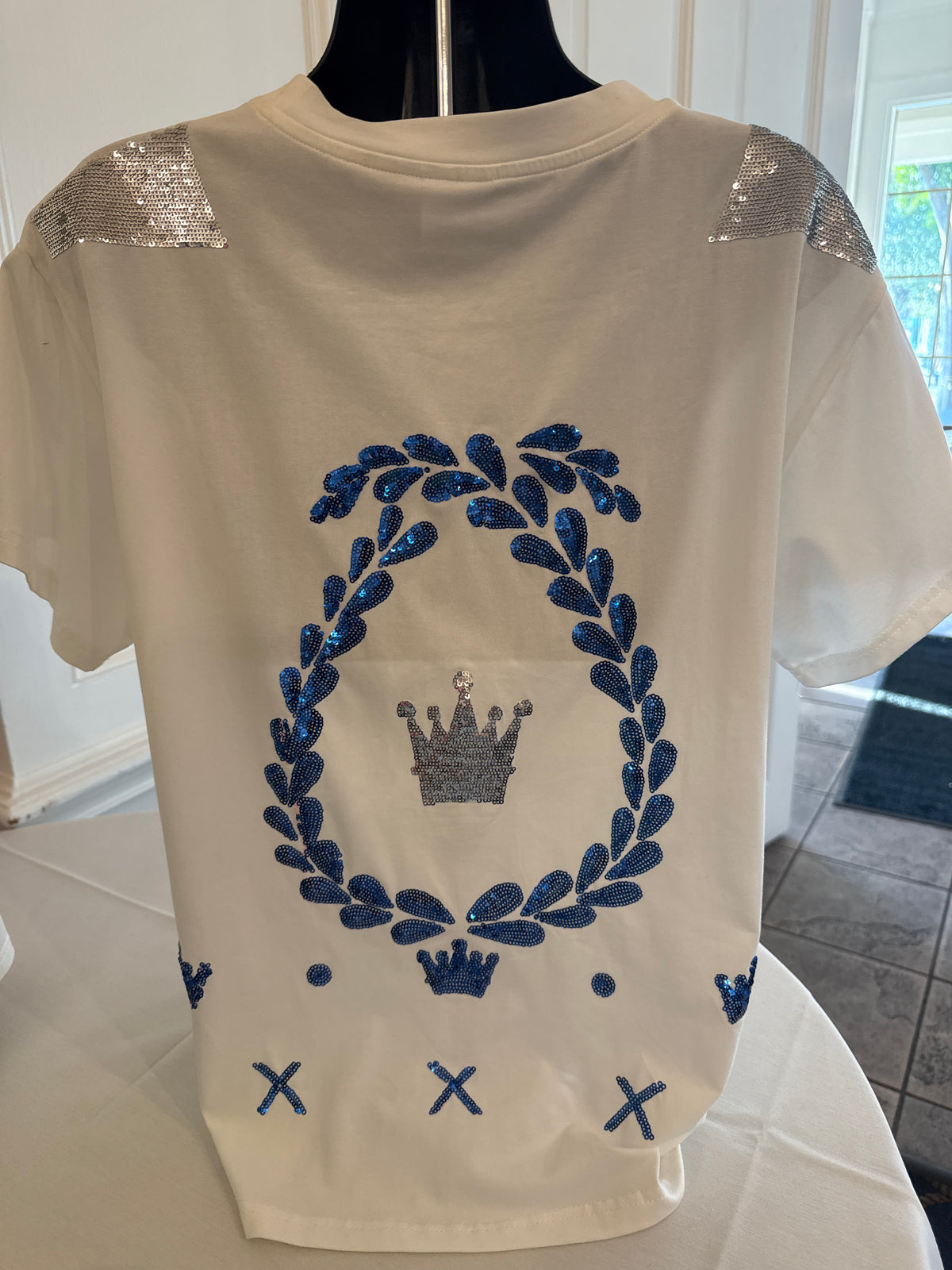 Queen of Sparkles Azul Tequilla White Tee