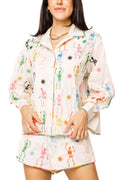Queen of Sparkles Beige Skeleton Button Up