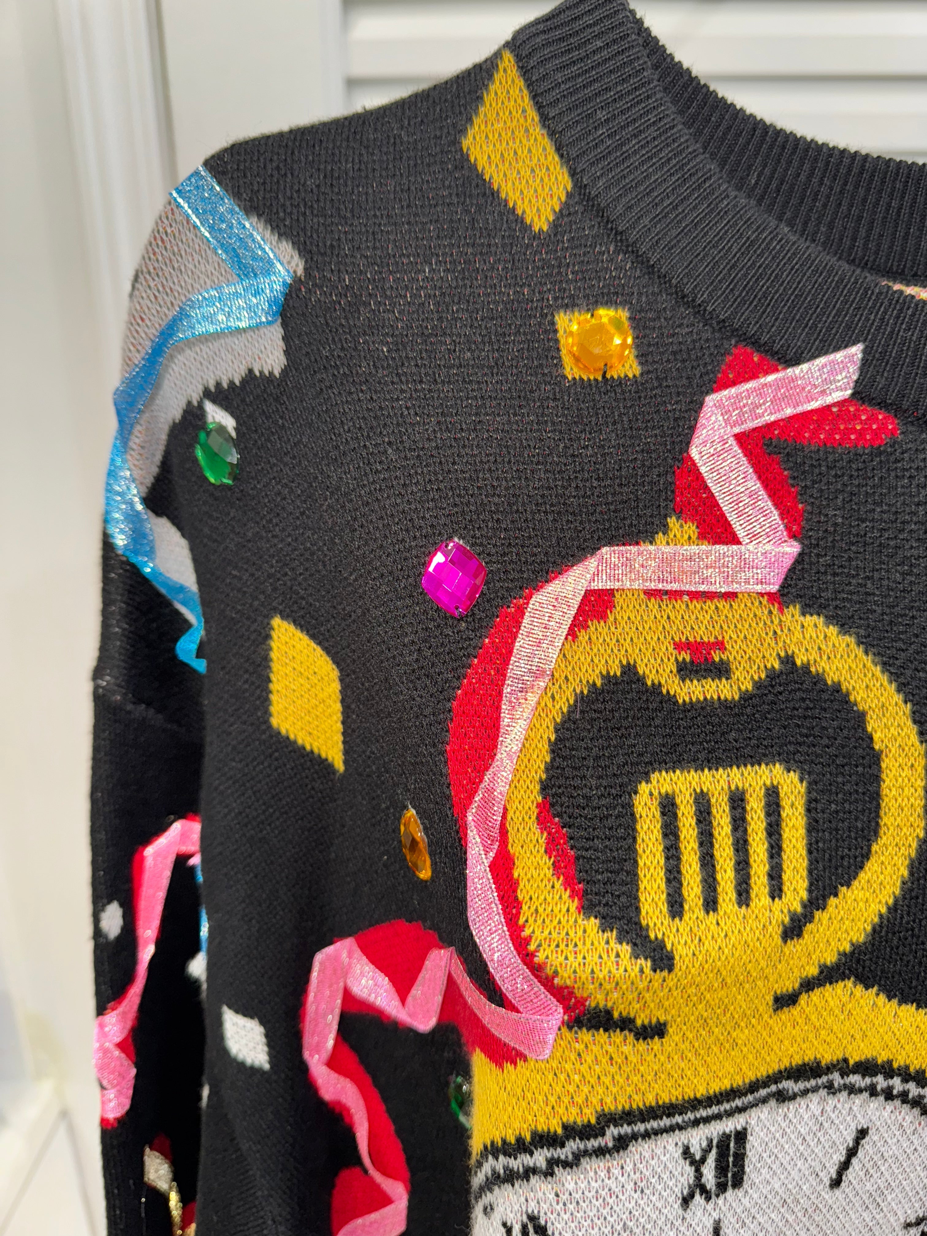 Queen of Sparkle - NYE Black Sweater Dress