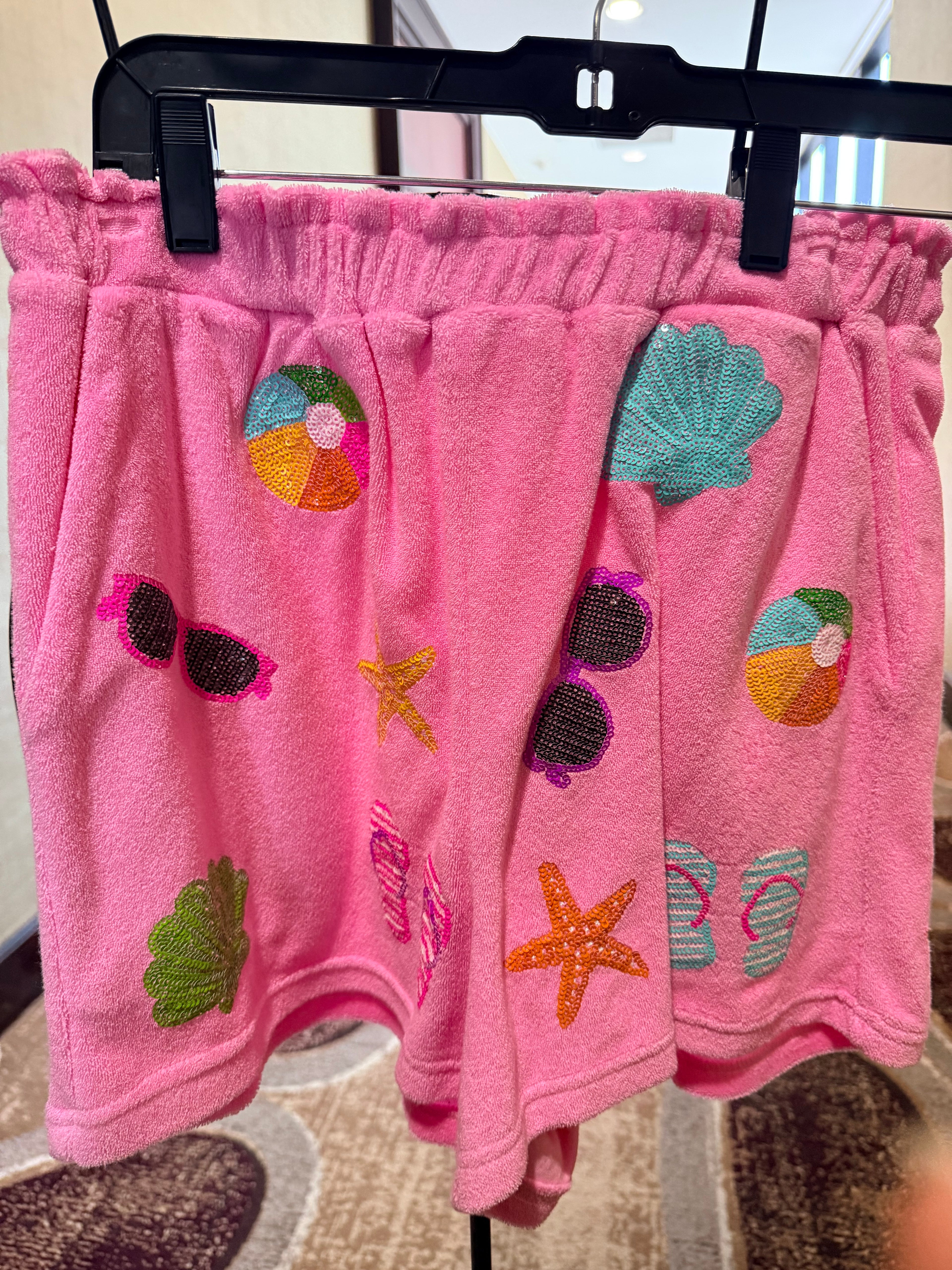 Belle Cher Pink Terry Beachball Shorts
