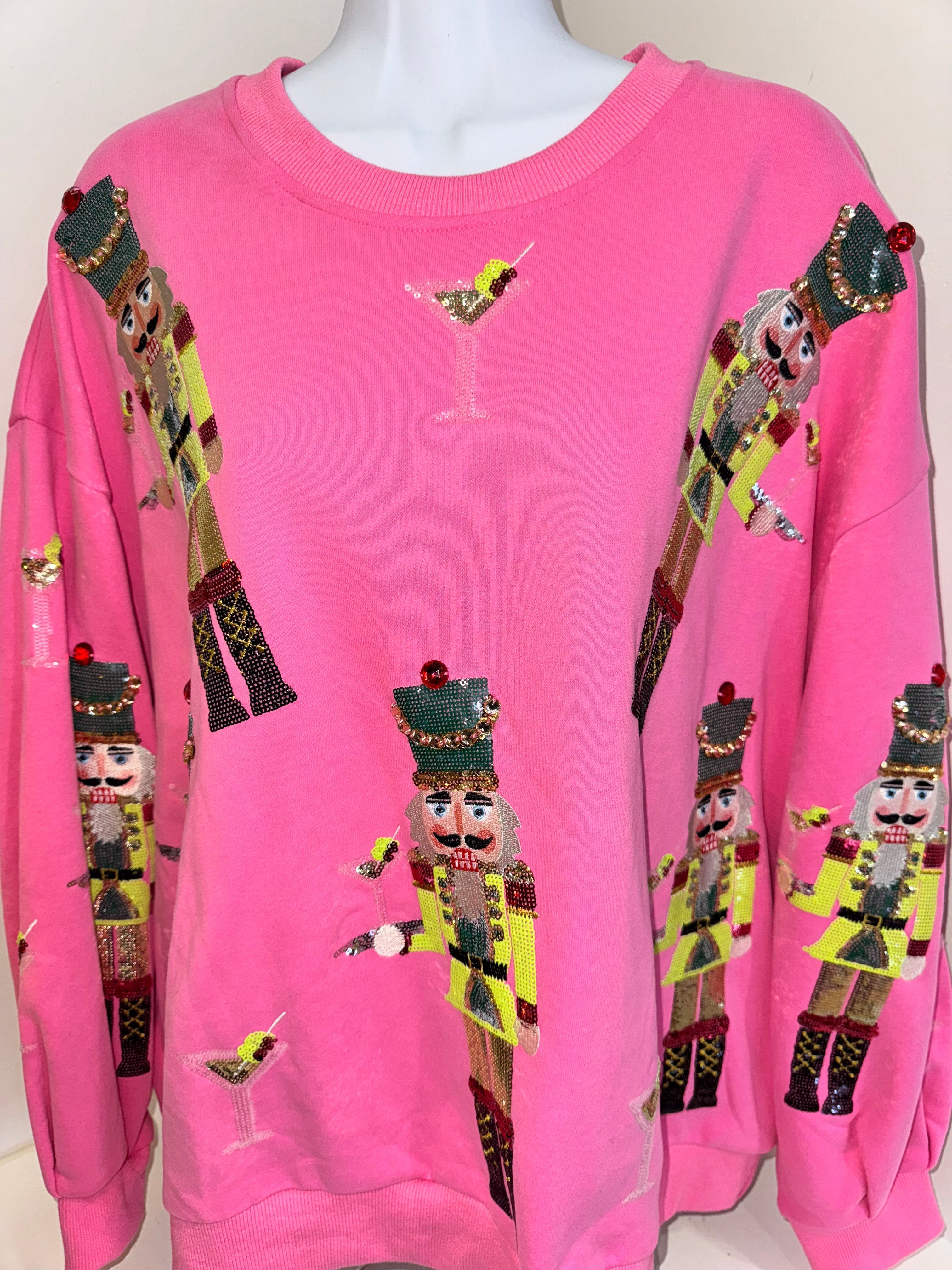 Queen of Sparkle - Pink Nutcracker Martini Sweatshirt