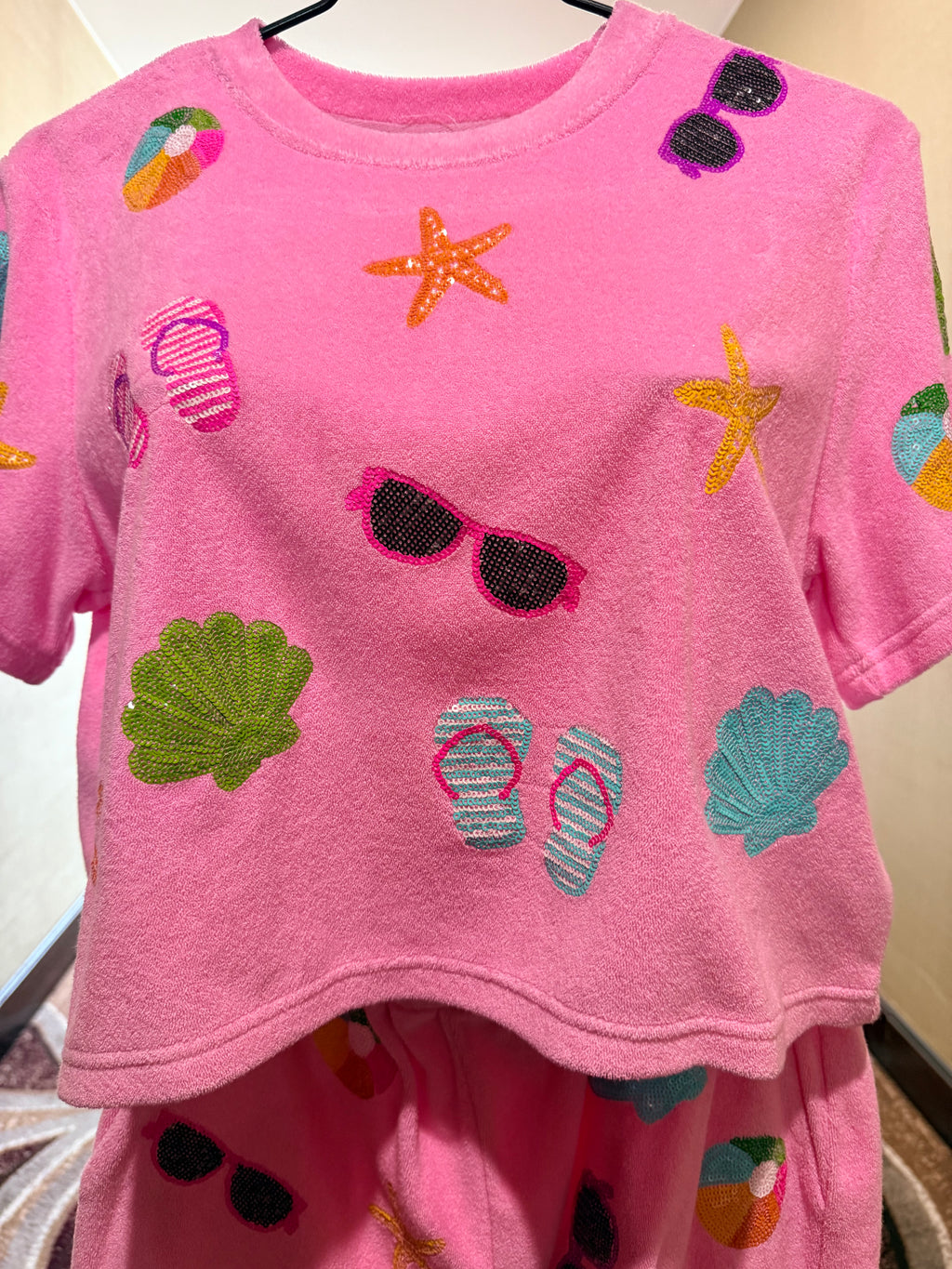 Belle Cher Pink Terry Beach Ball Top