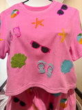 Belle Cher Pink Terry Beach Ball Top