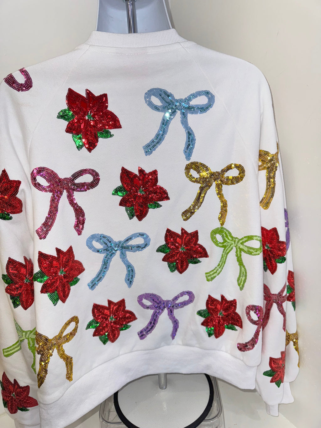 Queen of Sparkles - Bows & Poinsettia Christmas Sweatshirt
