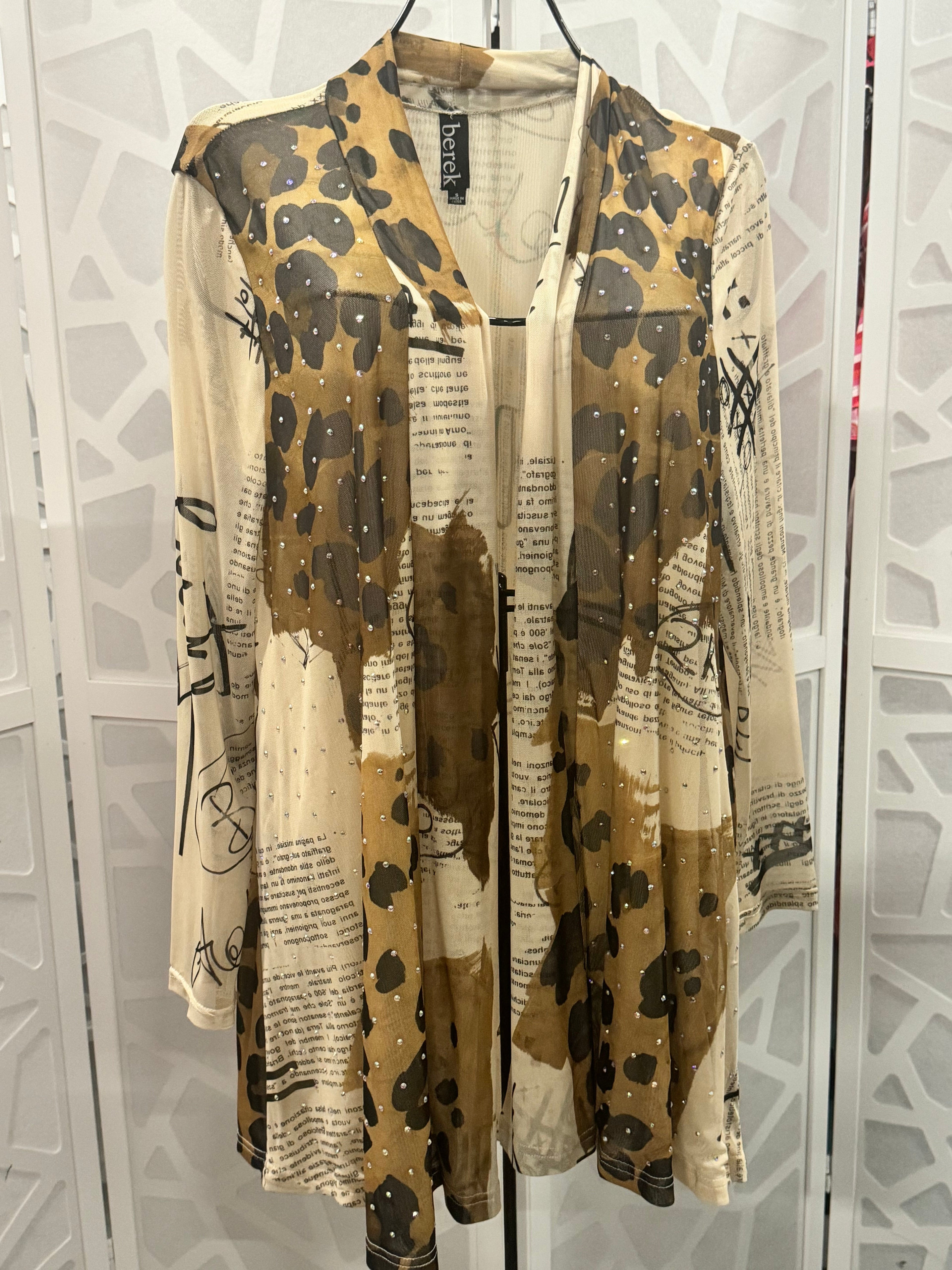 Berek - Cheetah Print with Text Blouse