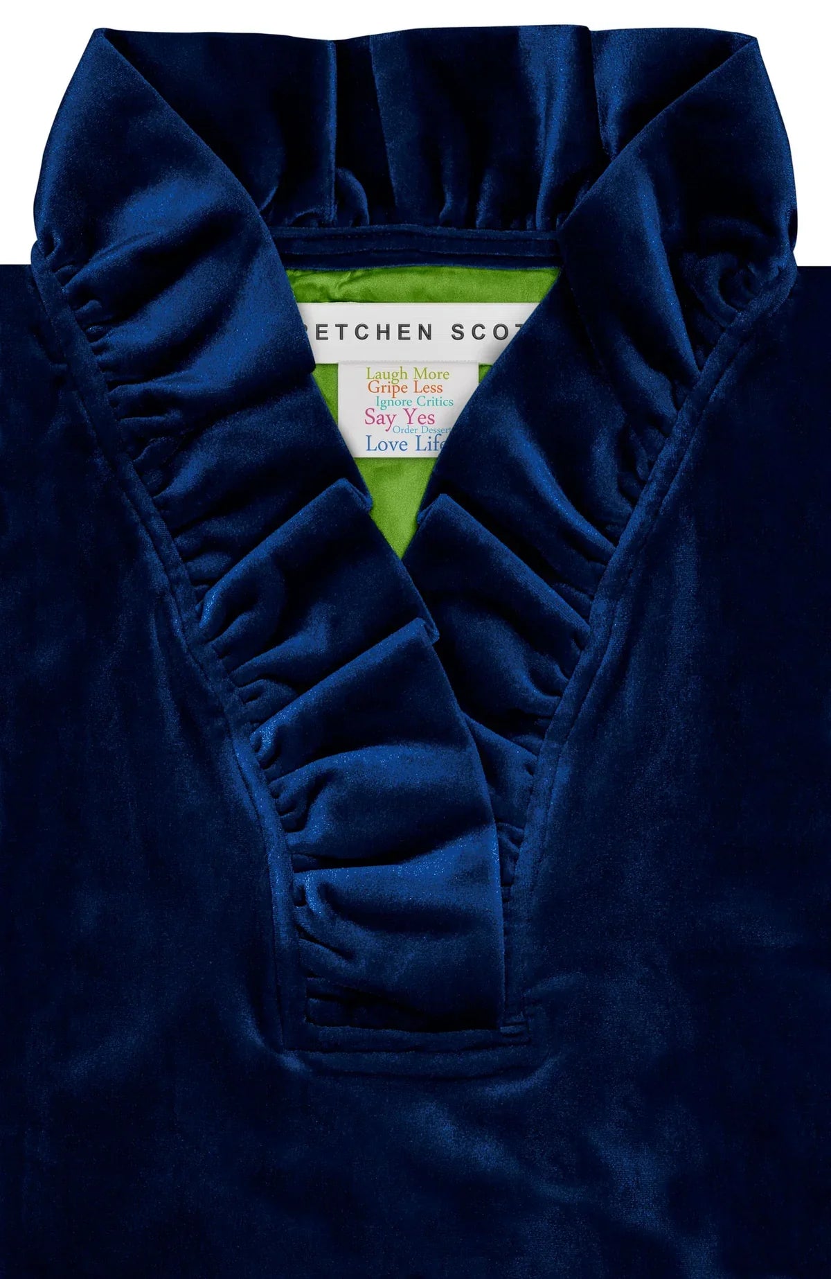 Gretchen Scott - Ruffneck Dress Silky Velvet Navy