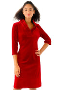 Gretchen Scott - Ruffneck Dress Silky Velvet Red