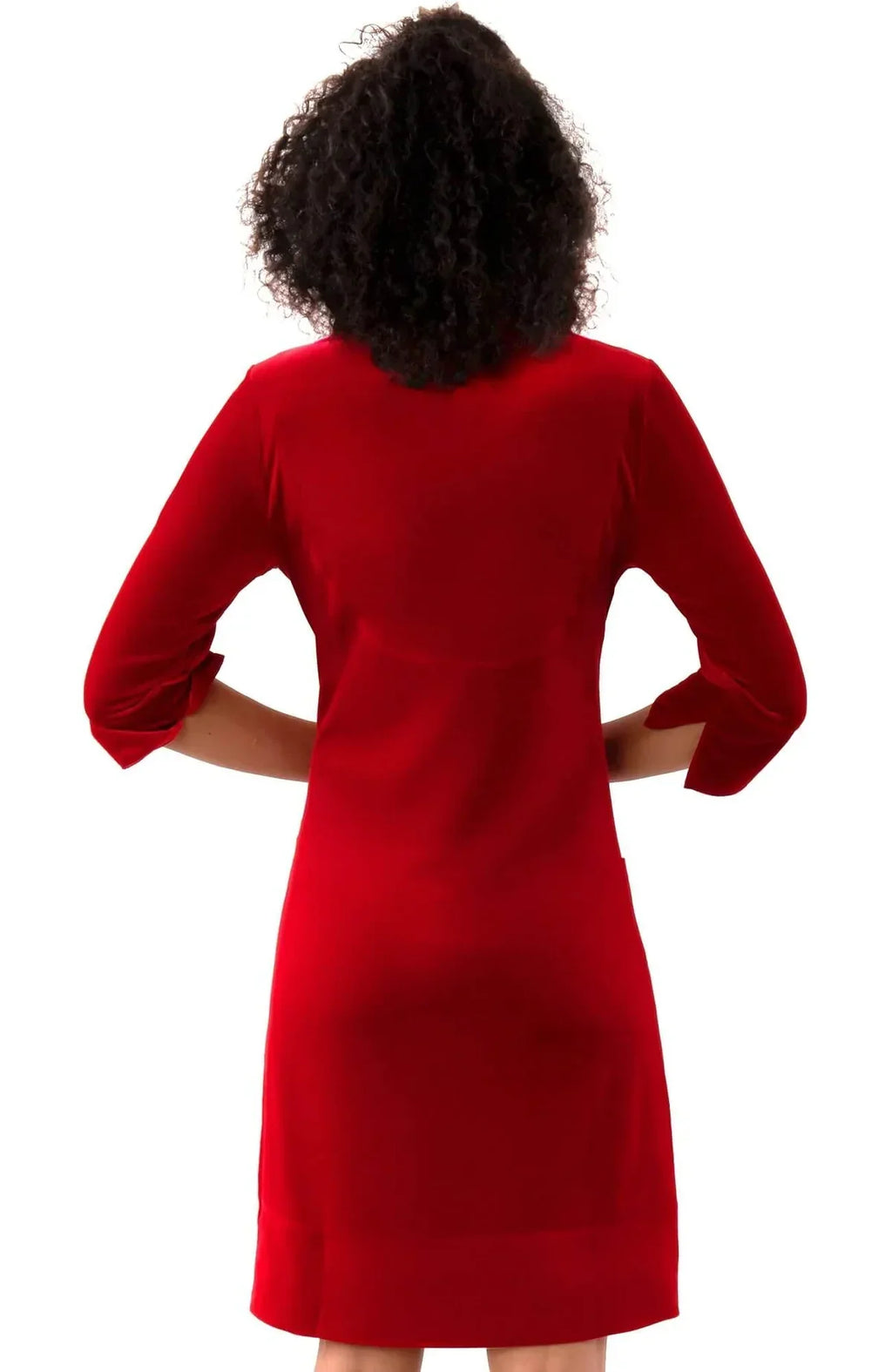Gretchen Scott - Ruffneck Dress Silky Velvet Red
