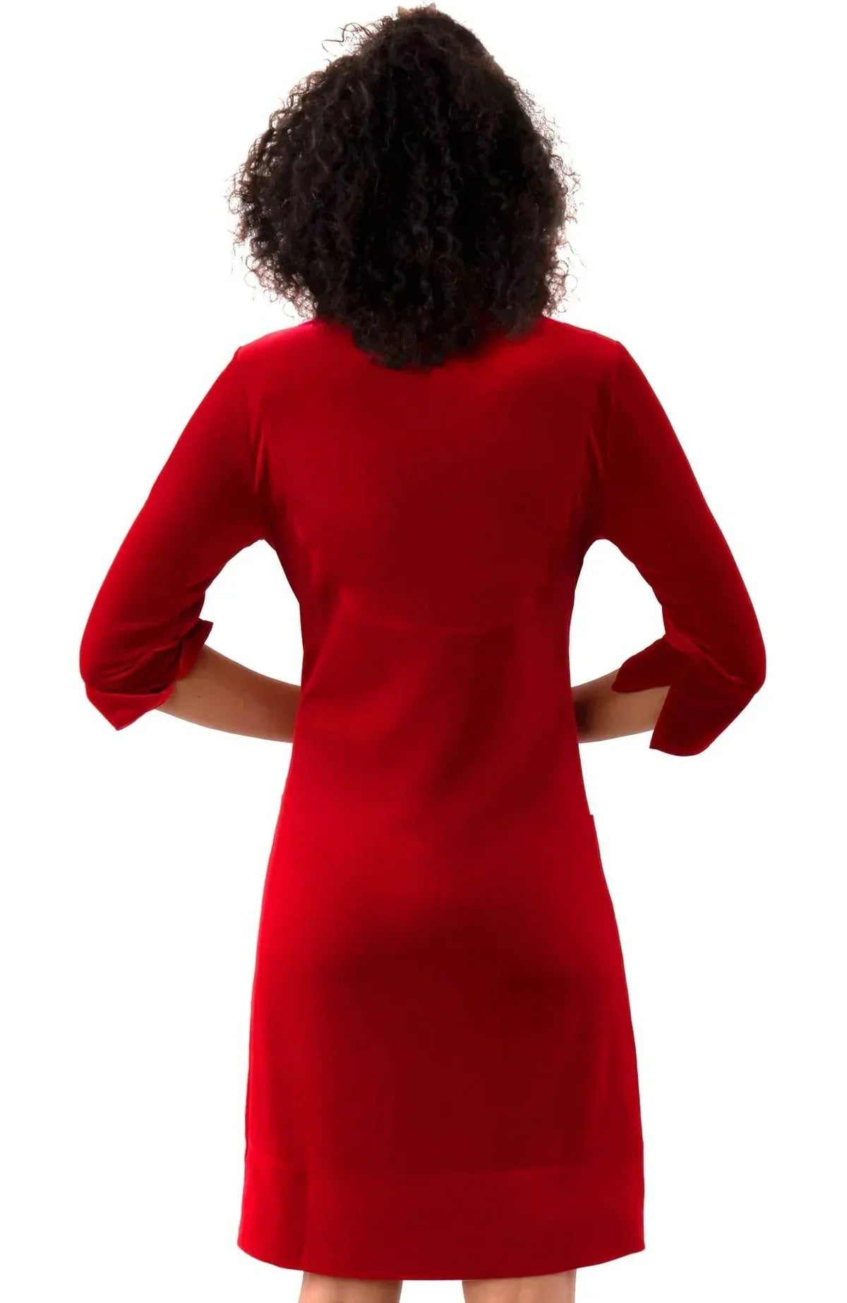 Gretchen Scott - Ruffneck Dress Silky Velvet Red