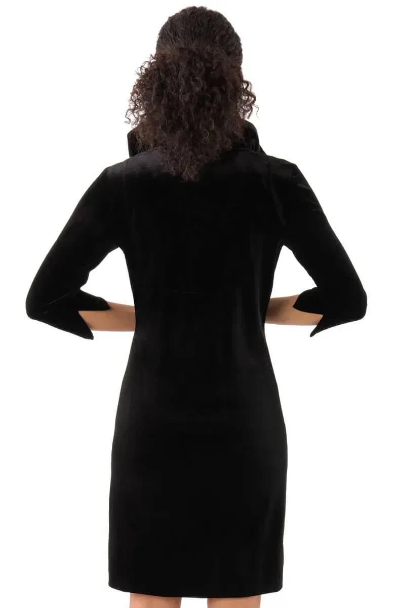 Gretchen Scott - Ruffneck Dress Silky Velvet Black