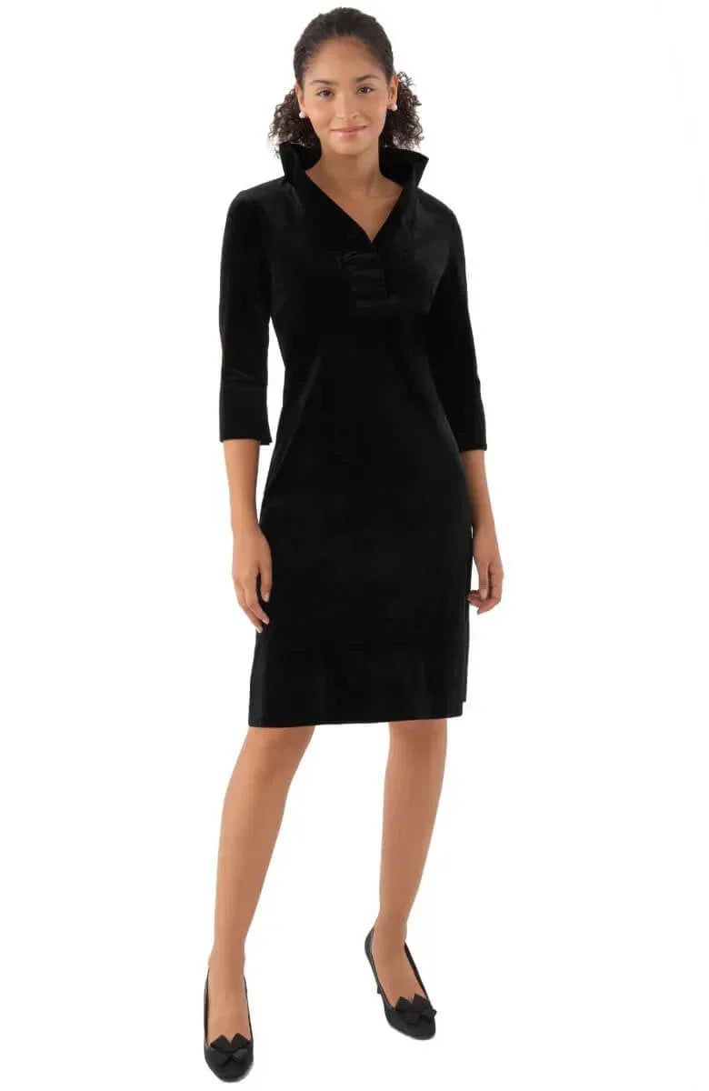 Gretchen Scott - Ruffneck Dress Silky Velvet Black