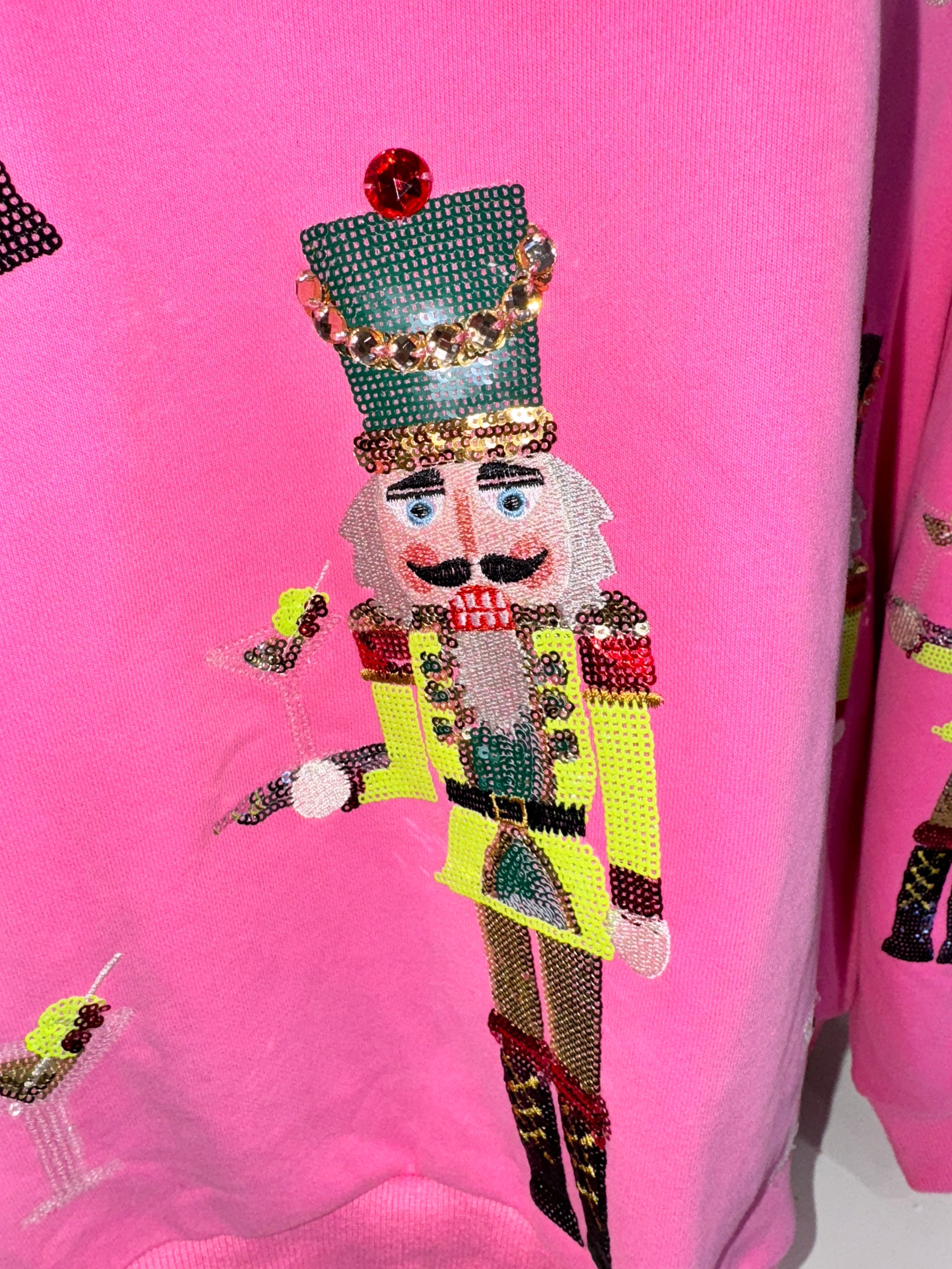 Queen of Sparkle - Pink Nutcracker Martini Sweatshirt