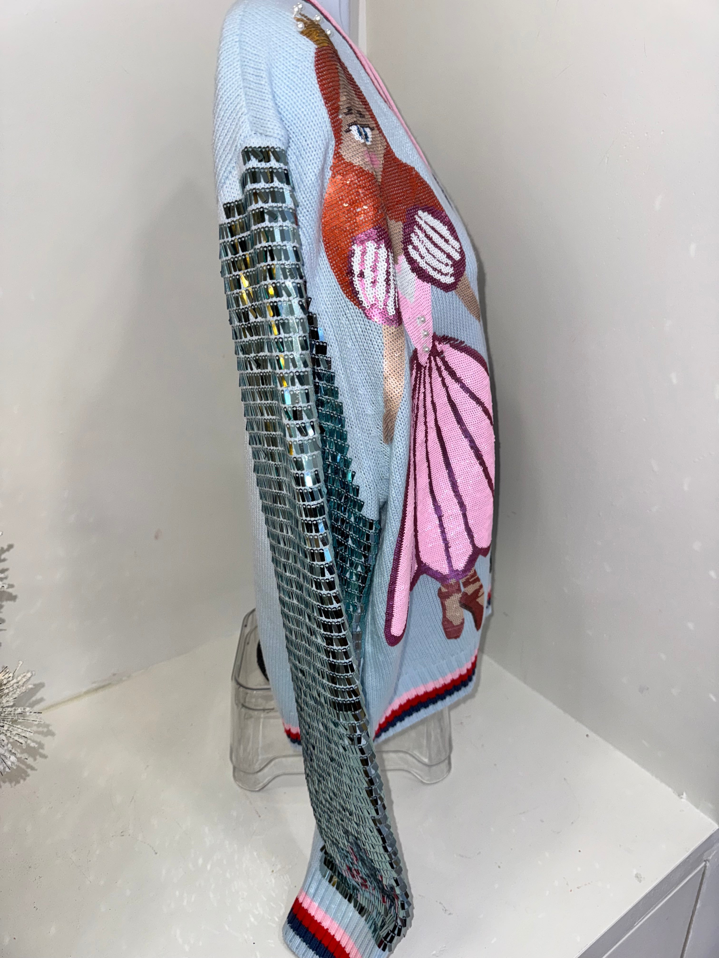 Queen of Sparkle - Lt. Blue Disco Nutcracker Cardigan