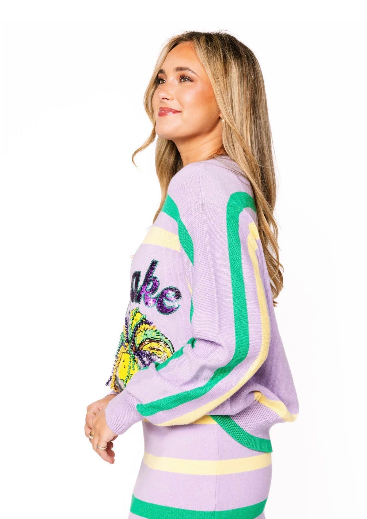 Queen of Sparkles - Lavender Queen Cake Knit Sweater