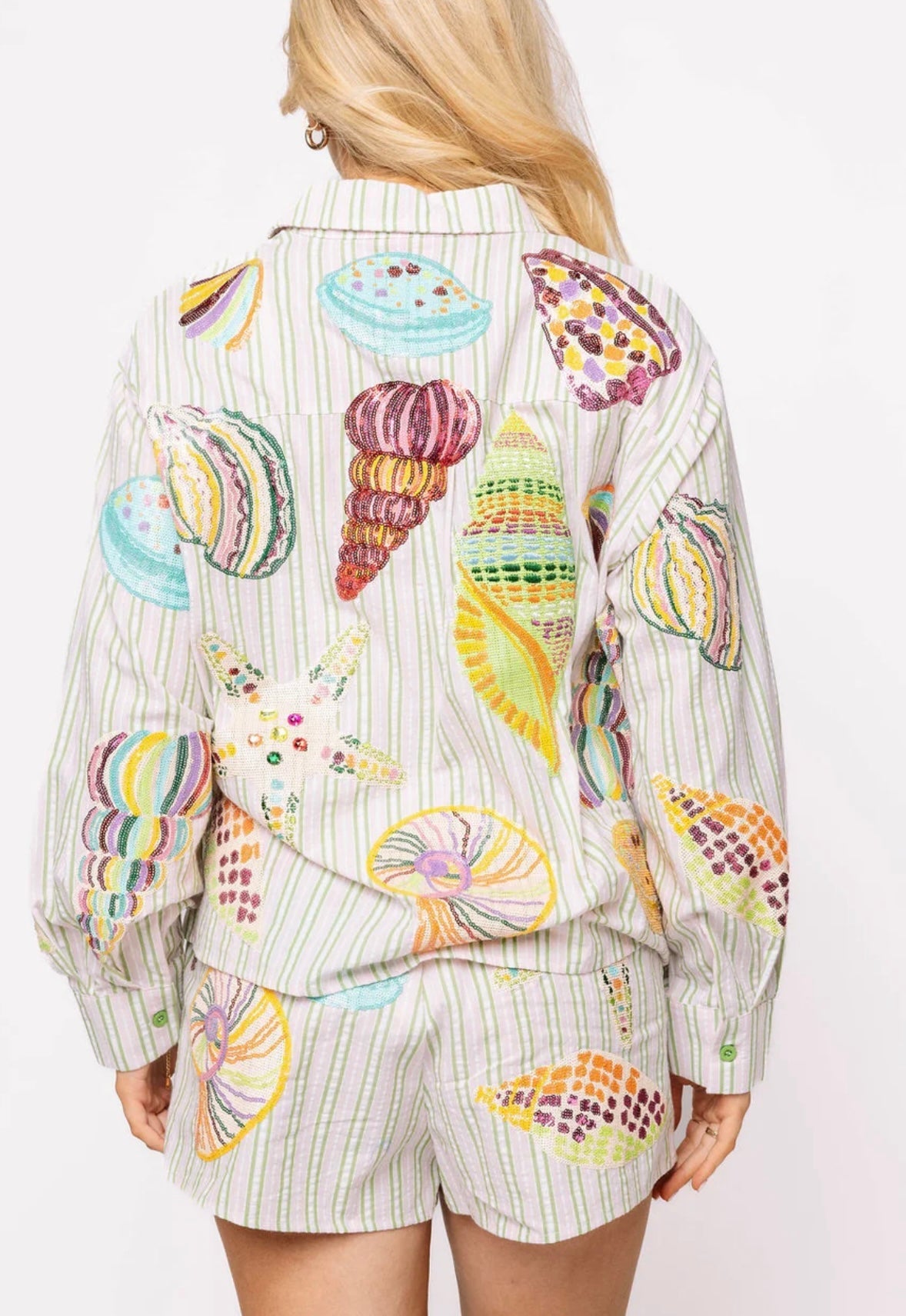 Queen of Sparkles - Striped Shell Button Down