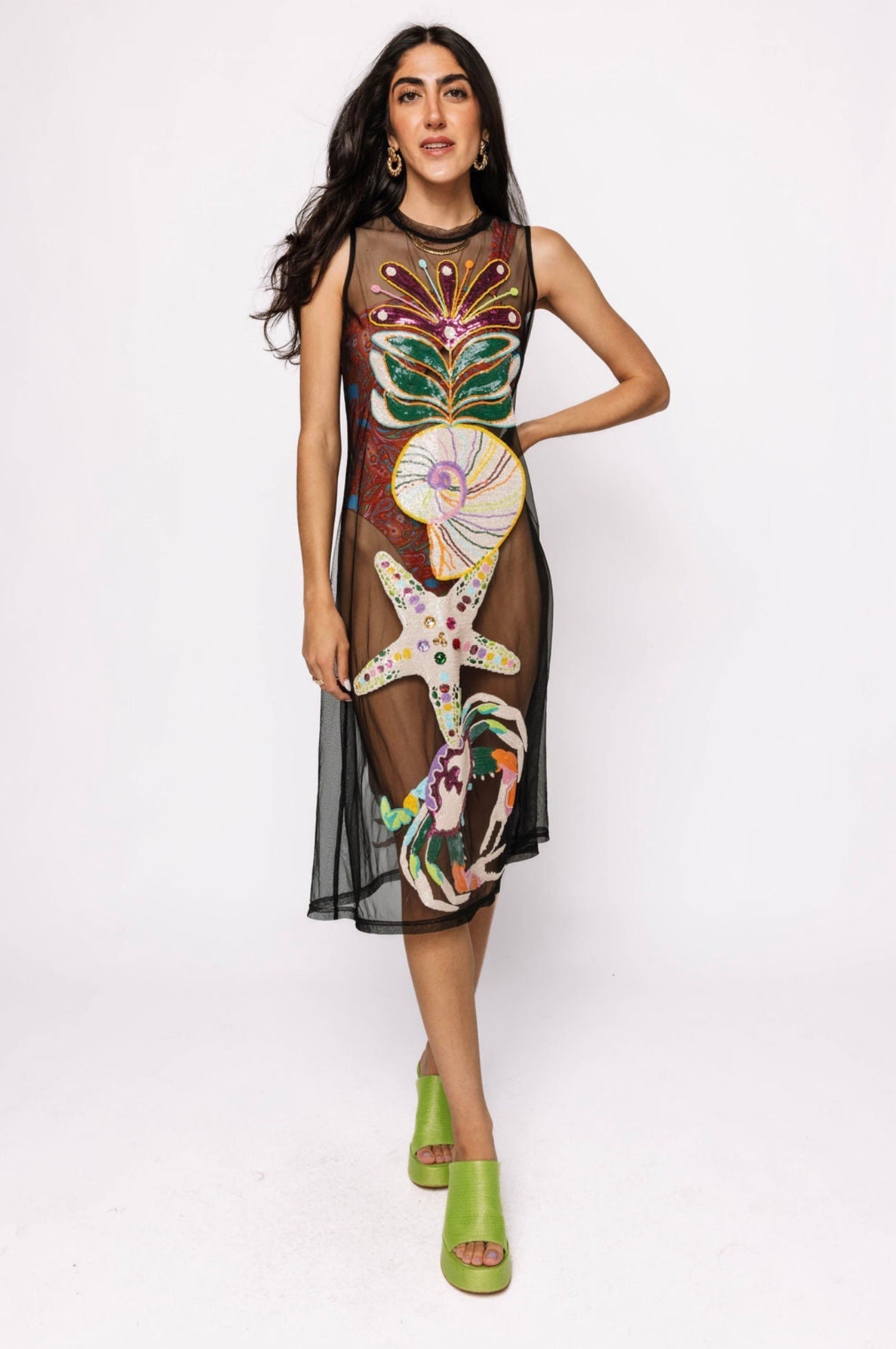 Queen of Sparkles-Black Mesh Shell Coverup
