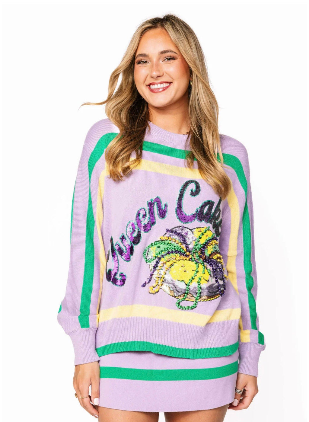 Queen of Sparkles - Lavender Queen Cake Knit Sweater