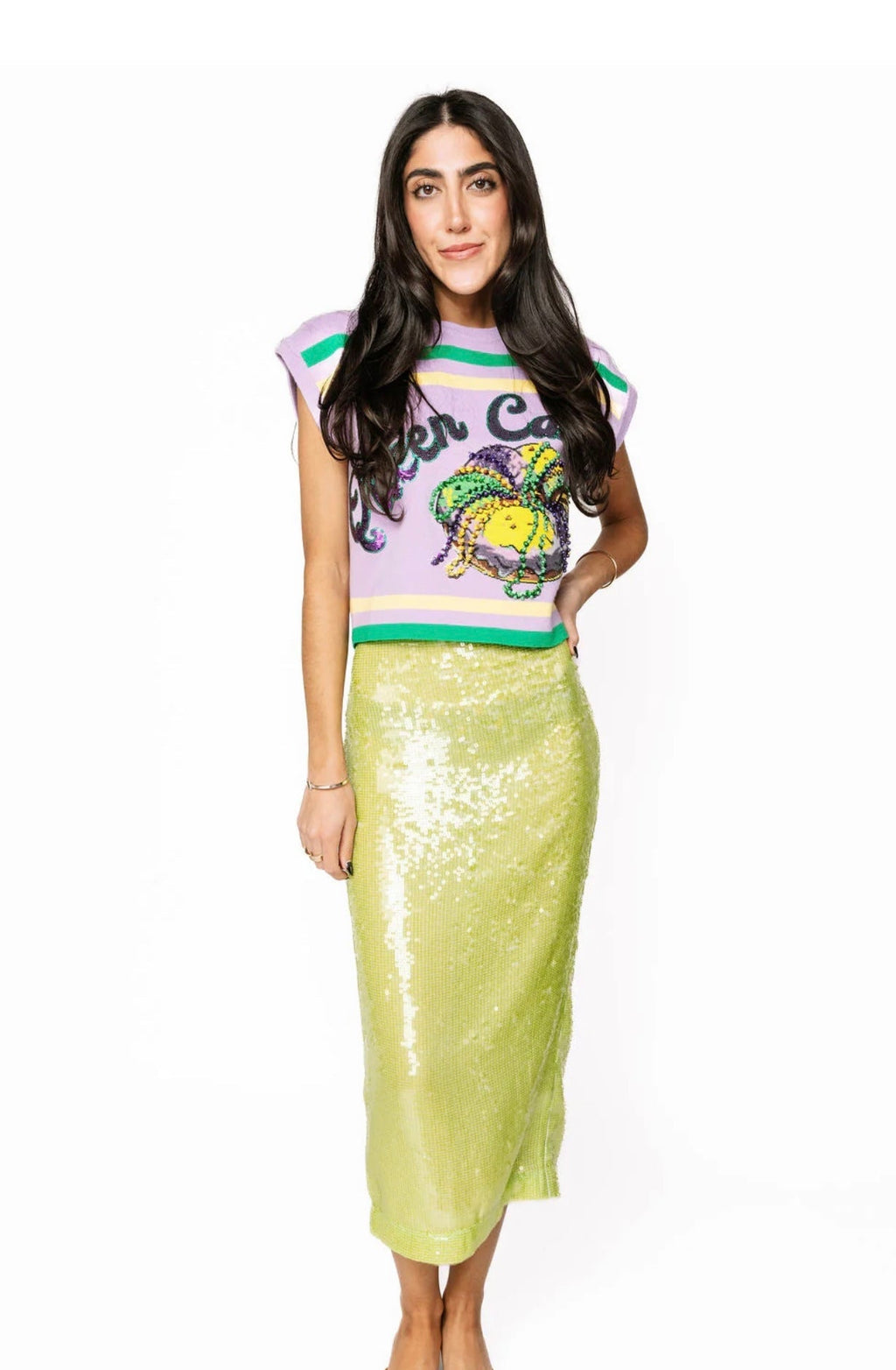 Queen of Sparkles - Lavender Queen Cake Knit Top