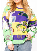 Queen of Sparkles-Mardi Gras Icon Color Block Sweatshirt