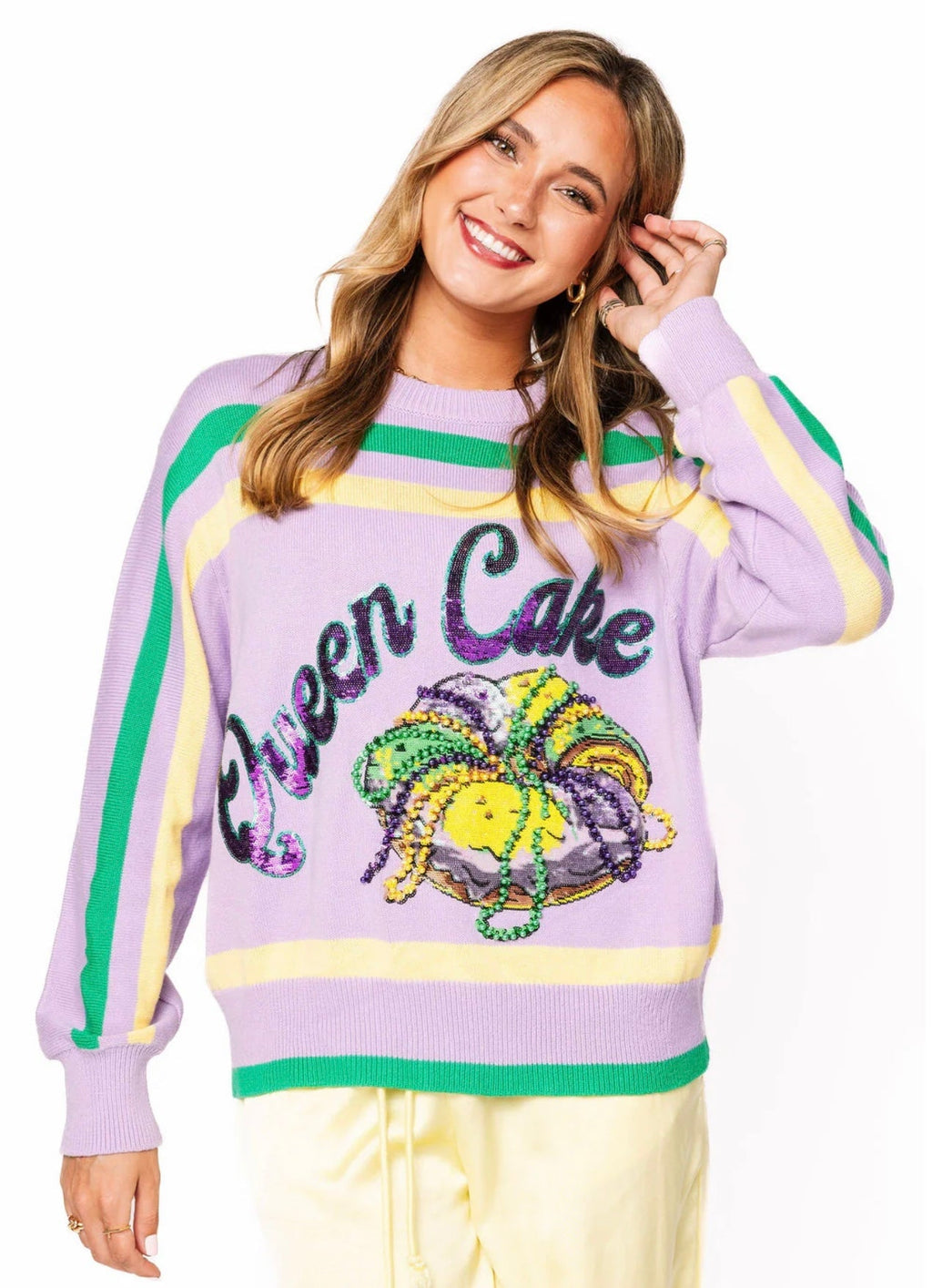 Queen of Sparkles - Lavender Queen Cake Knit Sweater