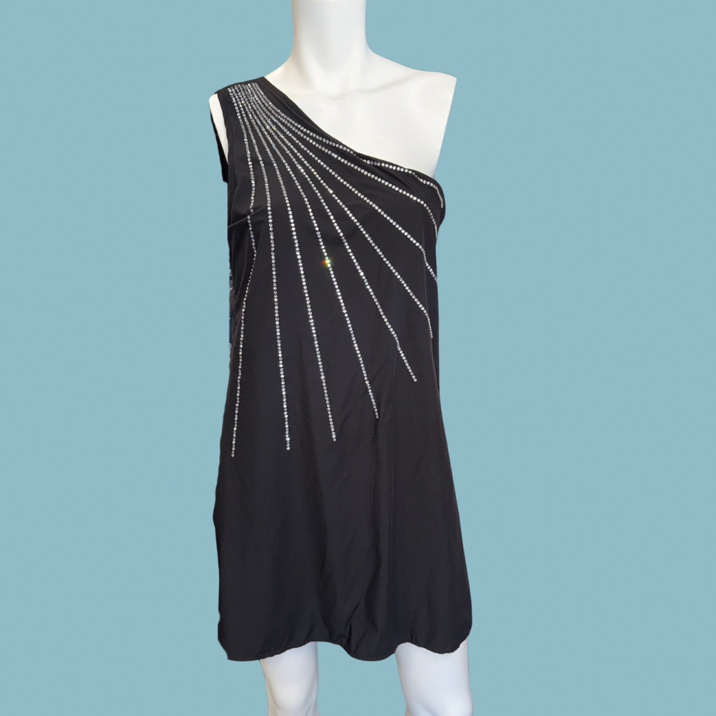 Queen of Sparkles - Black Rhinestone Skorts Romper