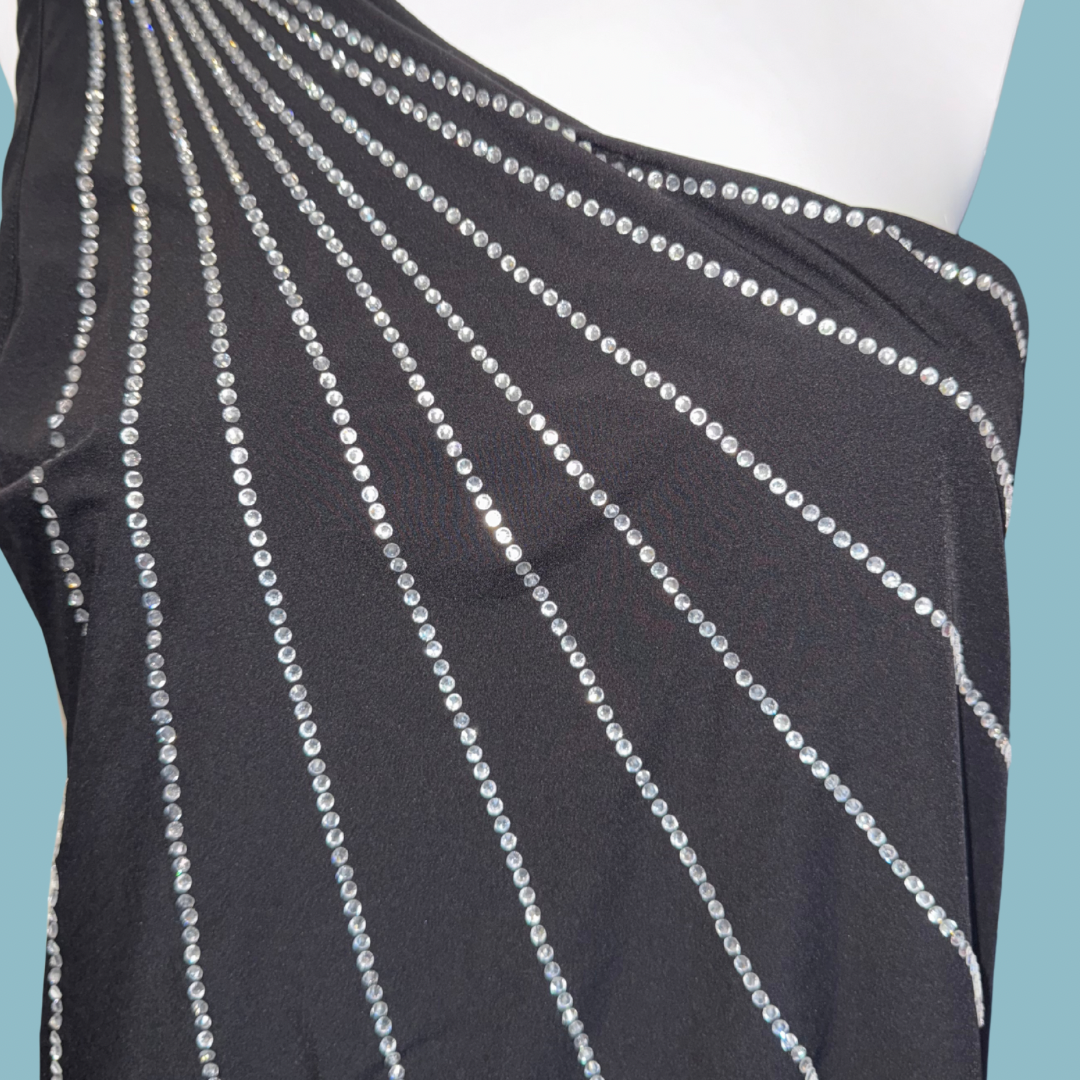 Queen of Sparkles - Black Rhinestone Skorts Romper