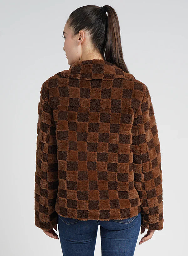 Love Token - Checkered Faux Fur Jacket
