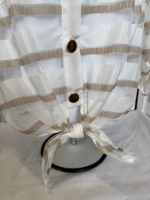 Frank Lyman - White Blouse with Beige Stripes