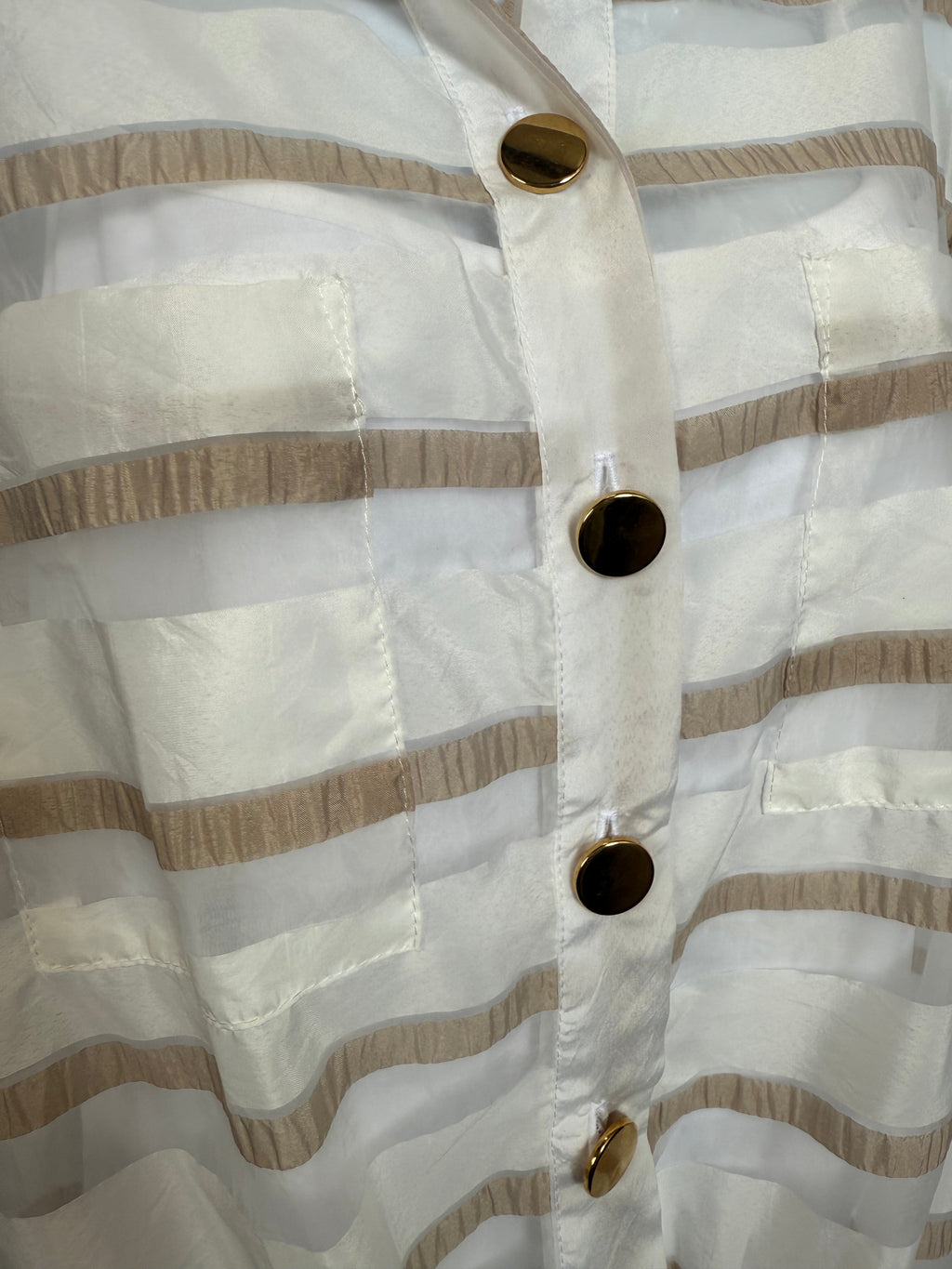 Frank Lyman - White Blouse with Beige Stripes