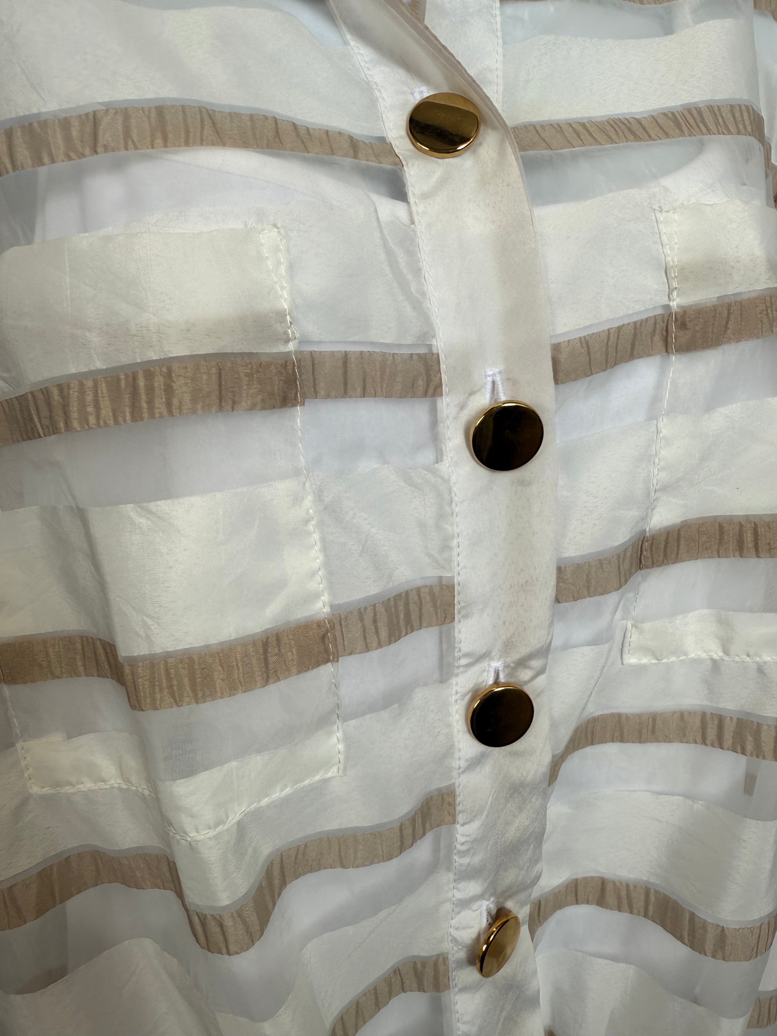 Frank Lyman - White Blouse with Beige Stripes