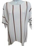 Frank Lyman - White Top with Brown Vertical Stripes